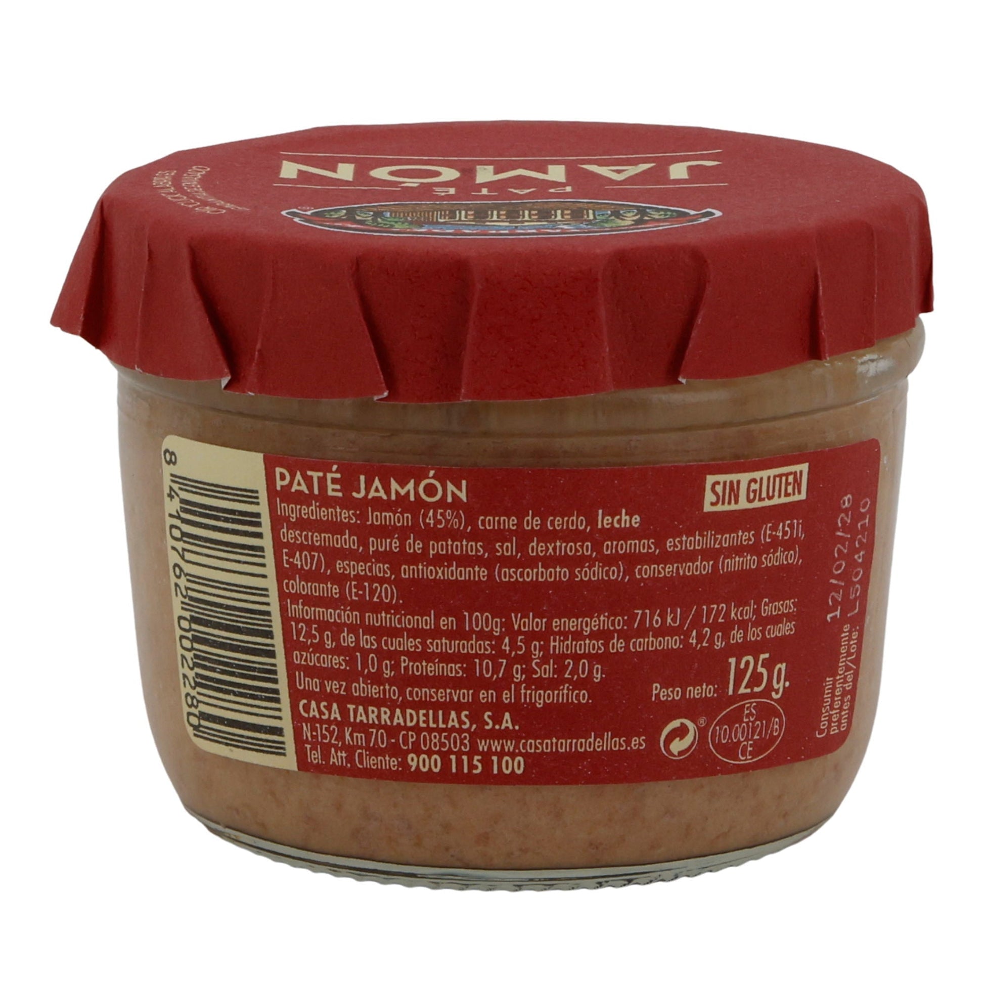 Paté Casa Tarradellas | Schinken-Aufstrich | glutenfrei & streichzart | 125g Glas Silca