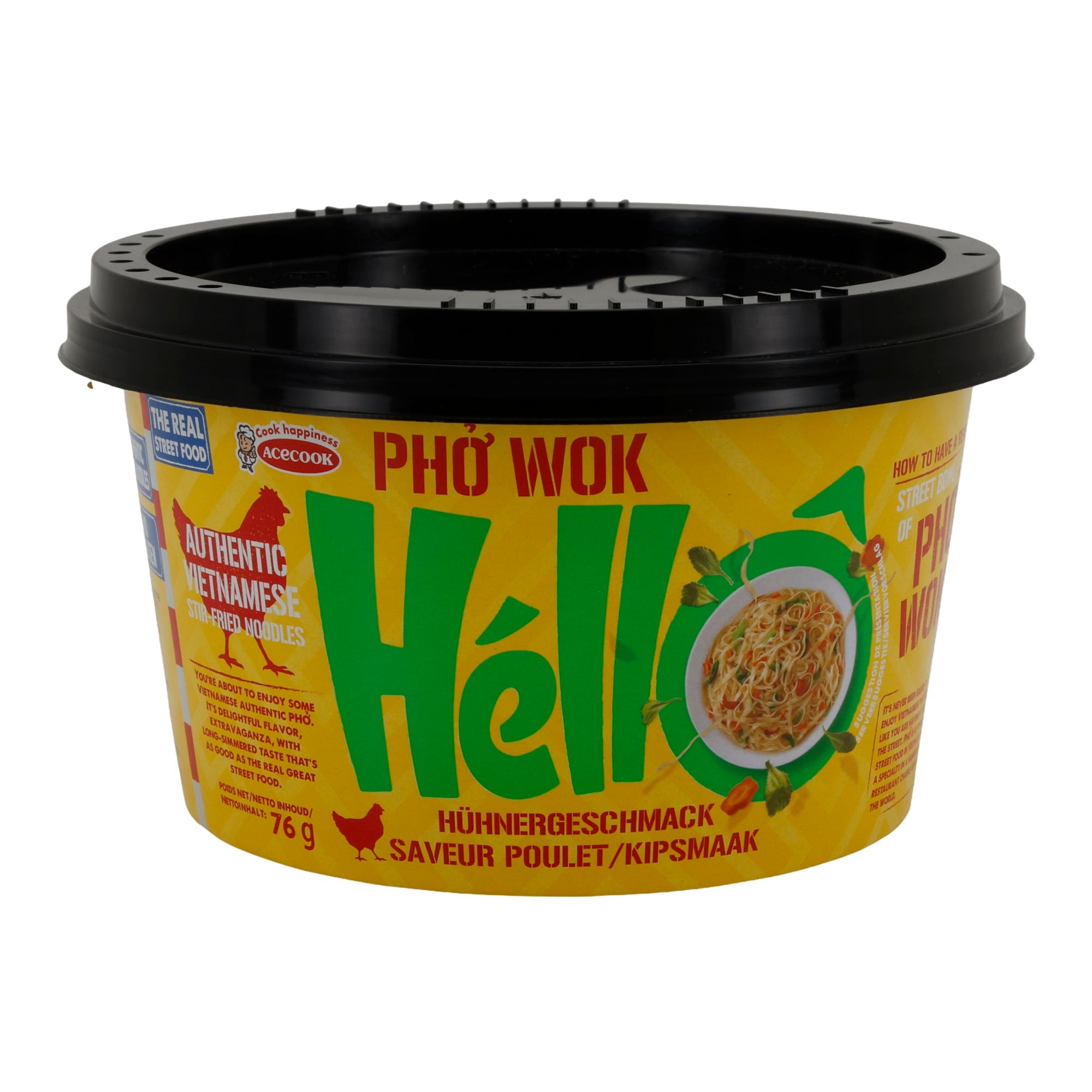 Phở Wok Hèllo Acecook | Vietnamesische Woknudeln | Mit Hühnerfleischgeschmack | 76 g - Taste Your World