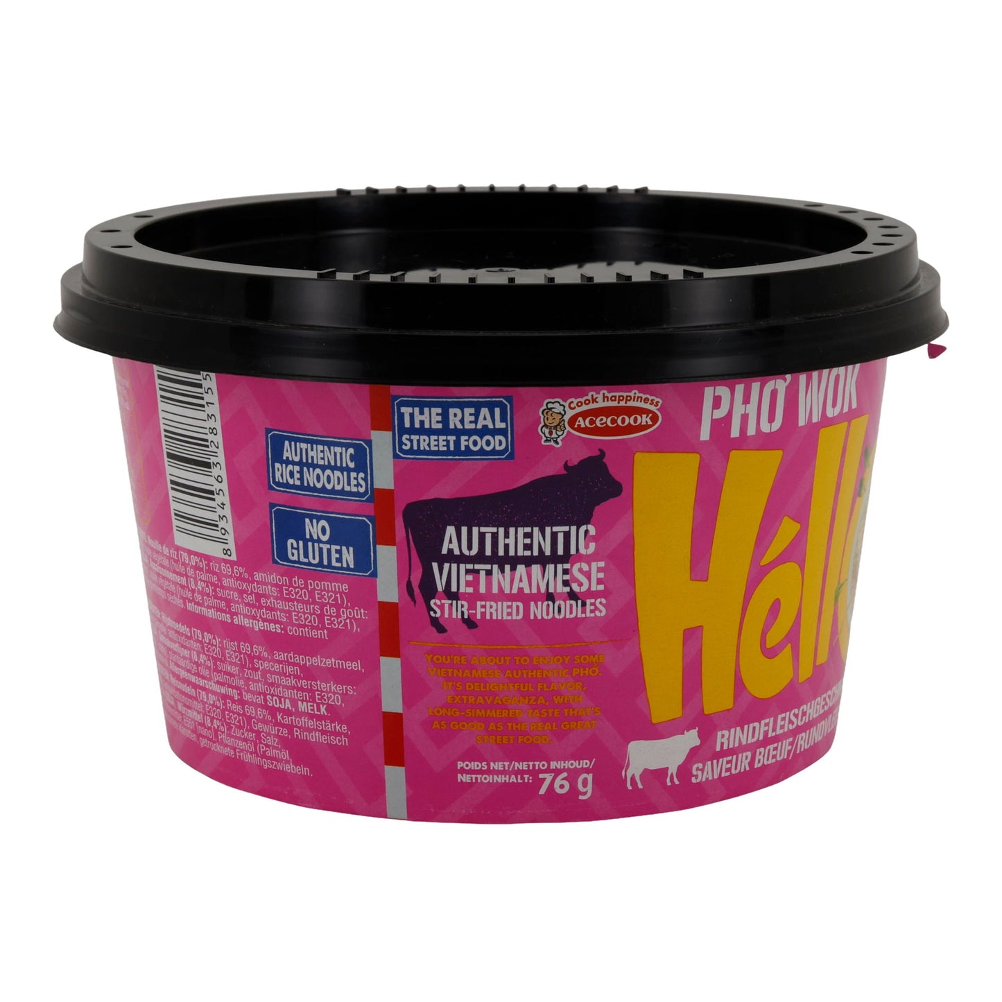Phở Wok Hèllo Acecook | Vietnamesische Woknudeln | Mit Rindfleischgeschmack | 76 g - Taste Your World