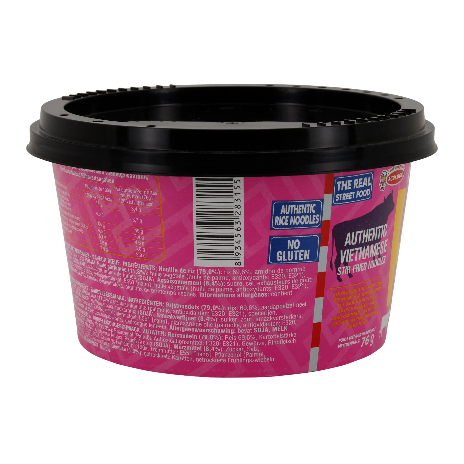 Phở Wok Hèllo Acecook | Vietnamesische Woknudeln | Mit Rindfleischgeschmack | 76 g - Taste Your World