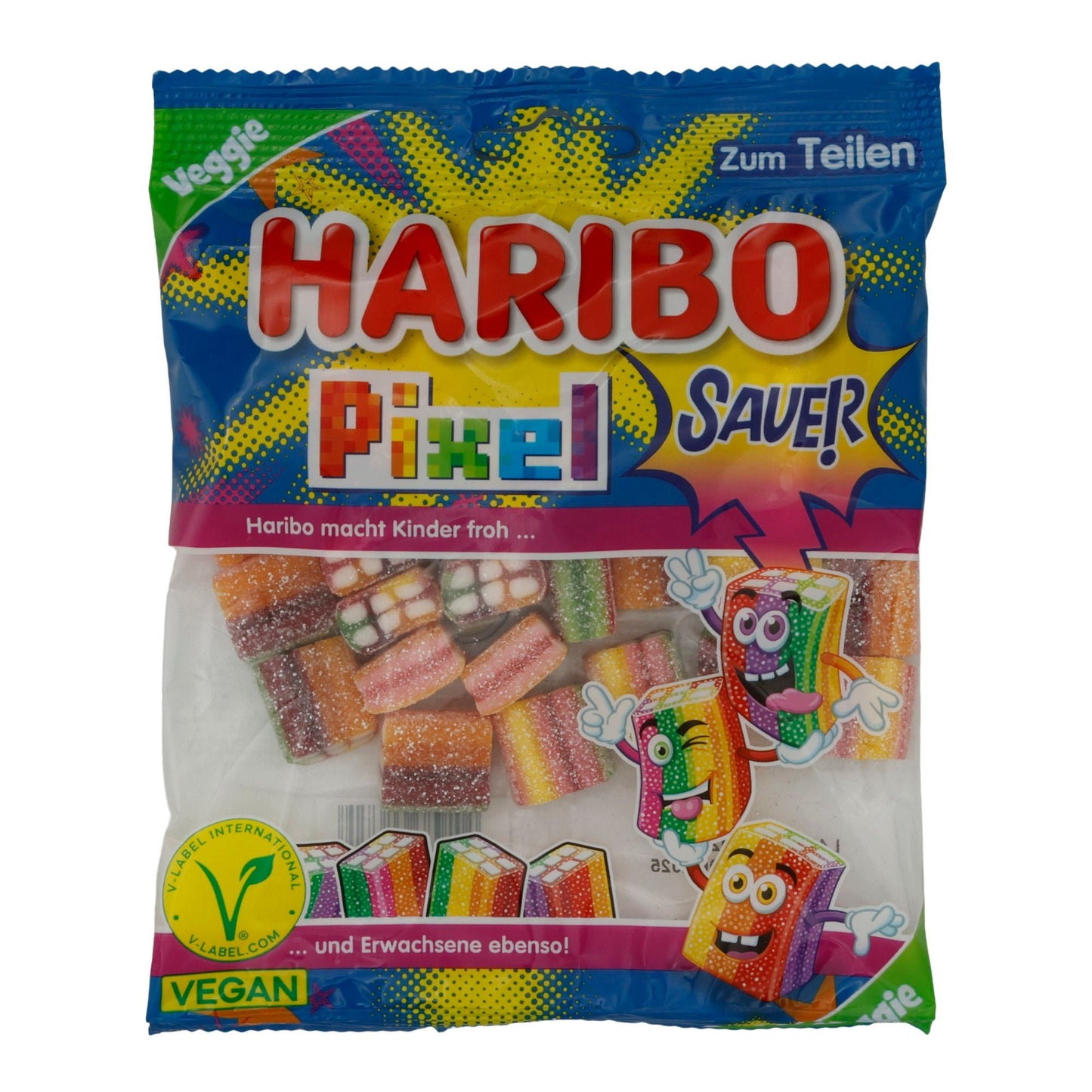 Pixel Sauer Haribo | Caramelle gommose vegane e acide | In forma di pixel | 160 g