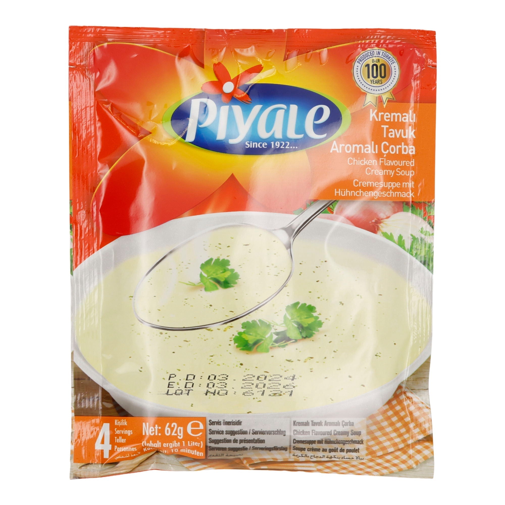 Piyale Cremesuppe mit Hühnergeschmack | Instantpulver | 62 g (ergibt 1 L) PIYALE