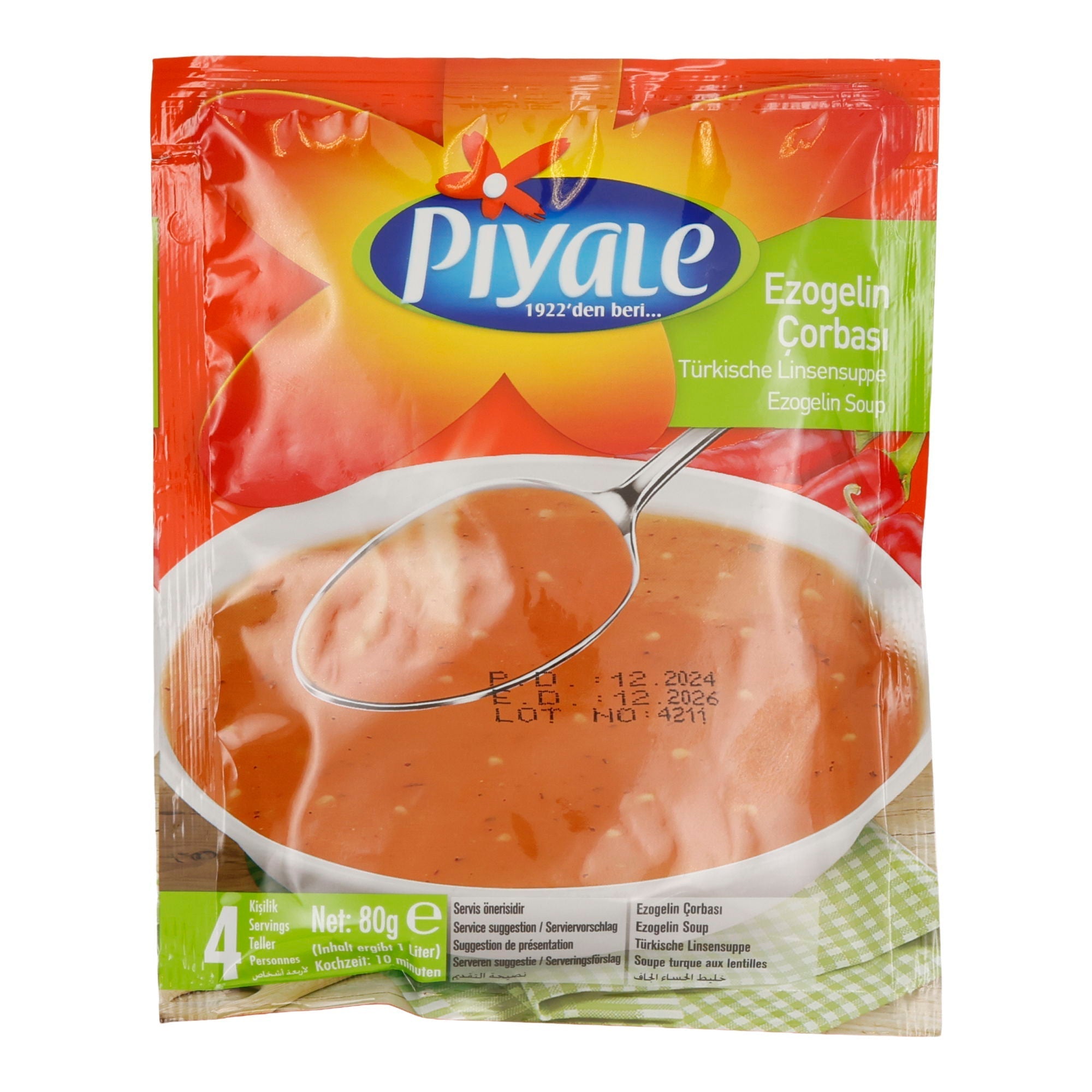 Piyale Ezogelin Suppe | Türkische Linsensuppe | Instantpulver | 80 g (ergibt 1 L Suppe) PIYALE