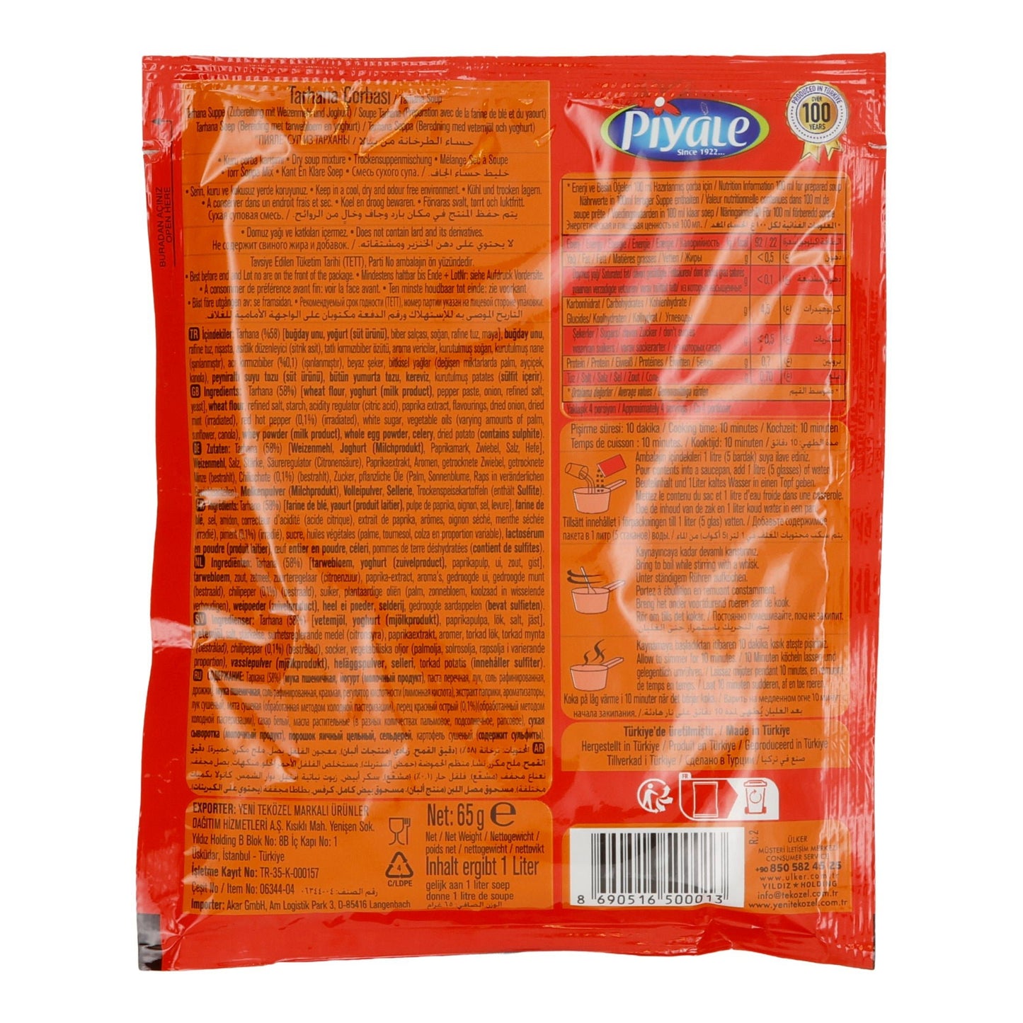 Piyale | Tarhana Çorbası – Tarhana-Suppe | traditionell & aromatisch | 65 g (ergibt 1 l)