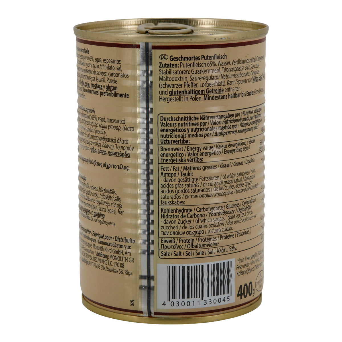 Putenfleisch MARKE No.1 | Geschmort | Tafelfertige Fleischkonserve | 400 g Dose - Taste Your World