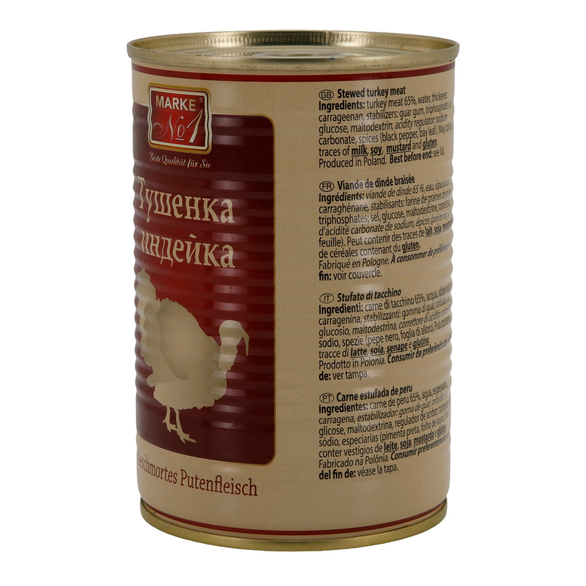 Putenfleisch MARKE No.1 | Geschmort | Tafelfertige Fleischkonserve | 400 g Dose - Taste Your World