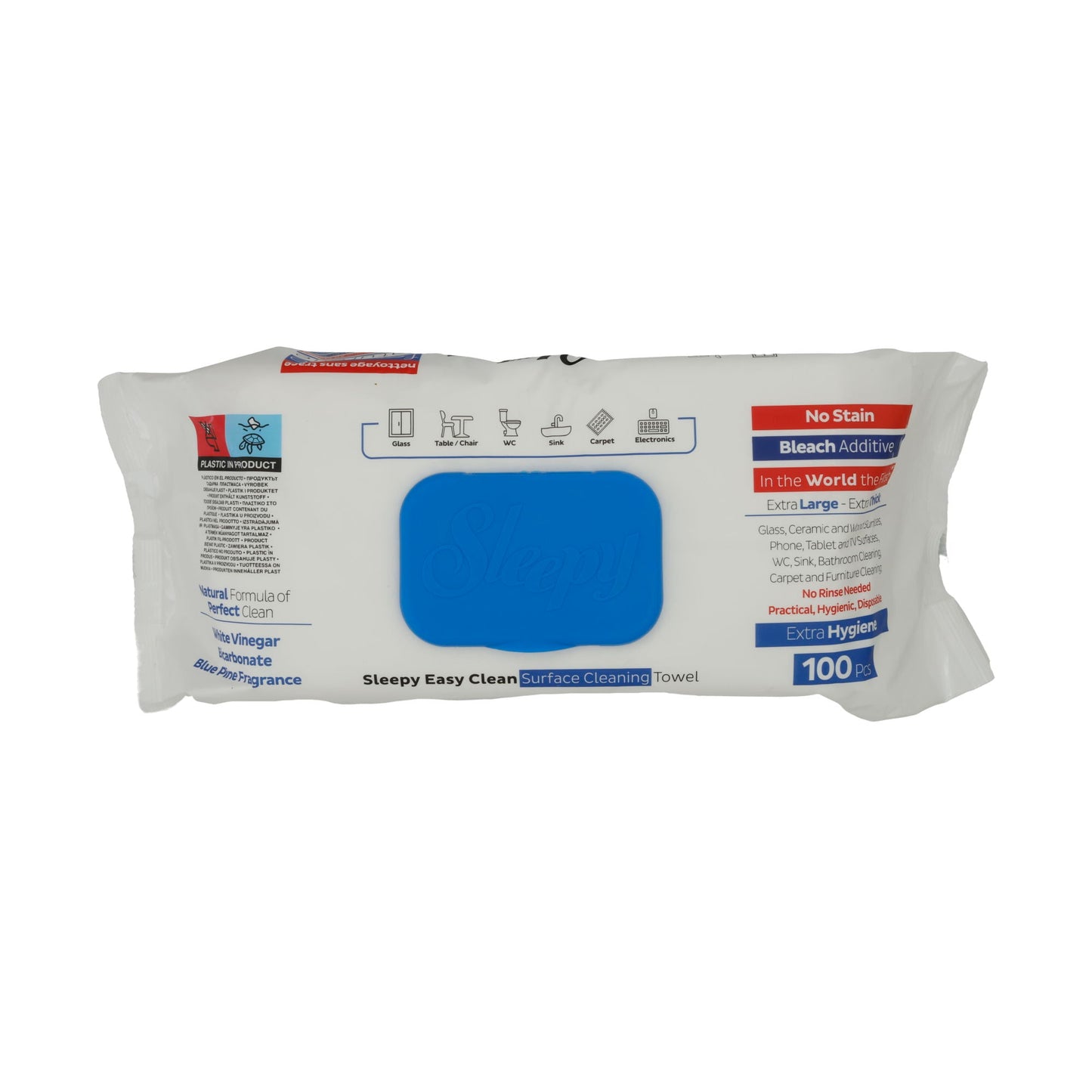 Reinigingsdoekjes Sleepy Easy Clean | Oppervlakken | Met azijn & blauwe dennengeur | 100 stuks