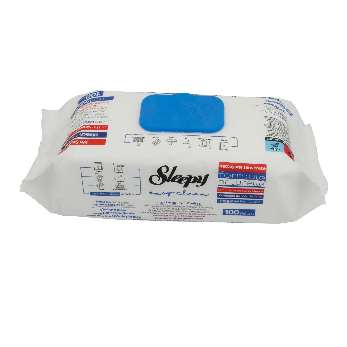 Reinigingsdoekjes Sleepy Easy Clean | Oppervlakken | Met azijn & blauwe dennengeur | 100 stuks