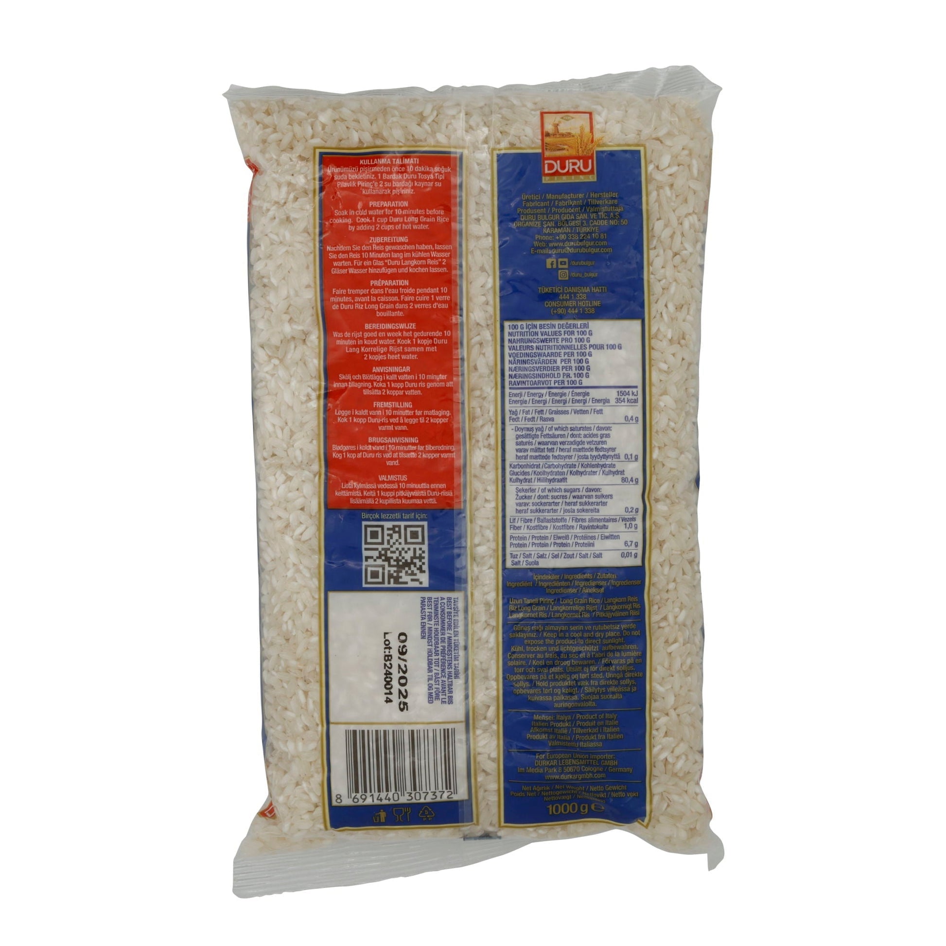 Reis Duru | Tosya Pilavlık Pirnic | Langkorn, für perfekten Pilaw | 1000 g DURU