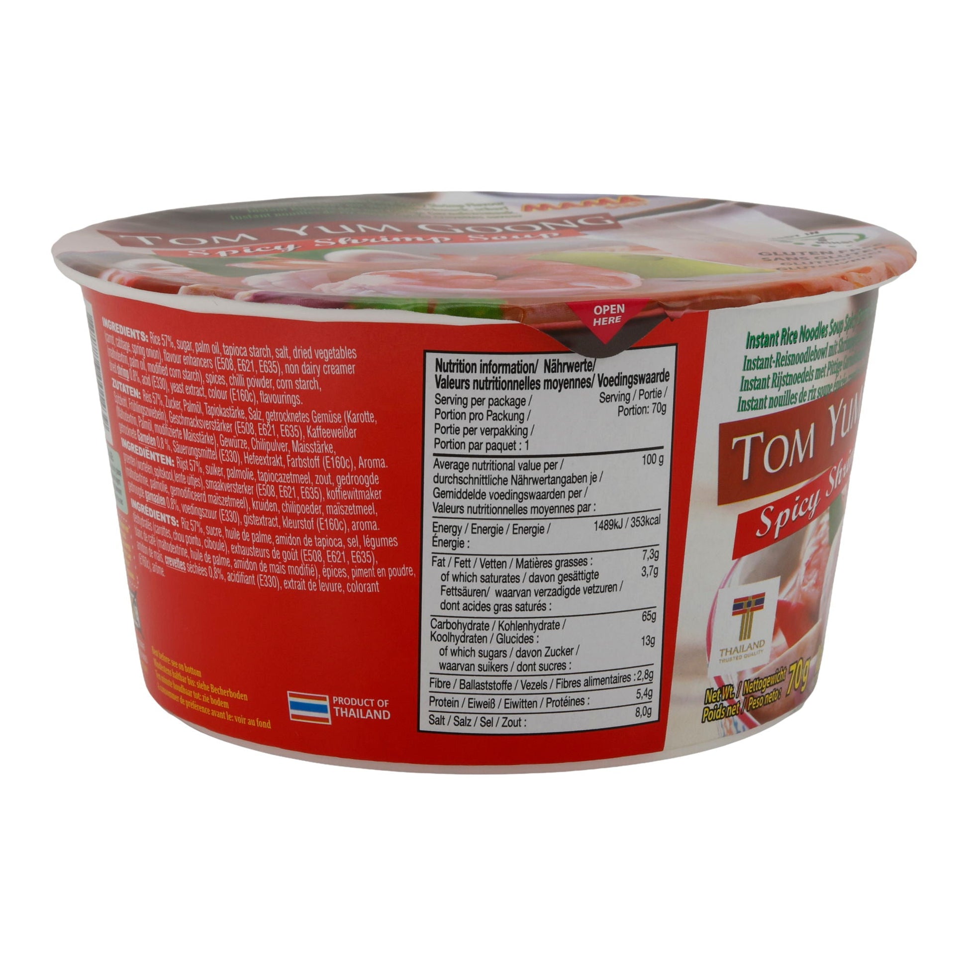Reisnudelsuppe MAMA | Tom Yum Goong | Glutenfrei, scharf mit Garnelengeschmack | 70 g Becher - Taste Your World