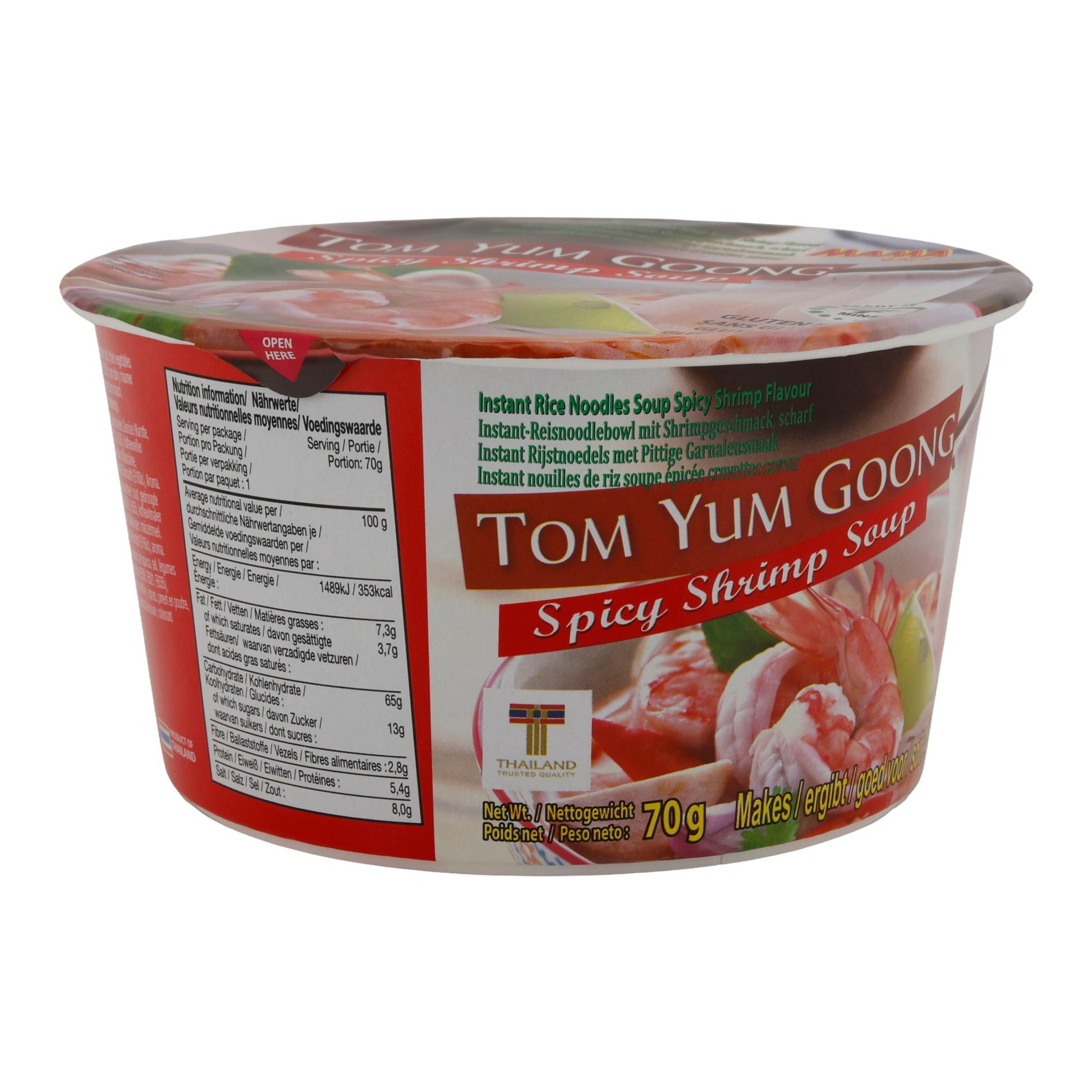 Reisnudelsuppe MAMA | Tom Yum Goong | Glutenfrei, scharf mit Garnelengeschmack | 70 g Becher - Taste Your World