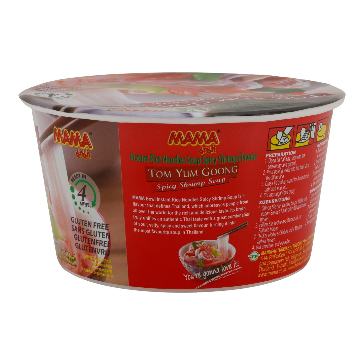 Reisnudelsuppe MAMA | Tom Yum Goong | Glutenfrei, scharf mit Garnelengeschmack | 70 g Becher - Taste Your World