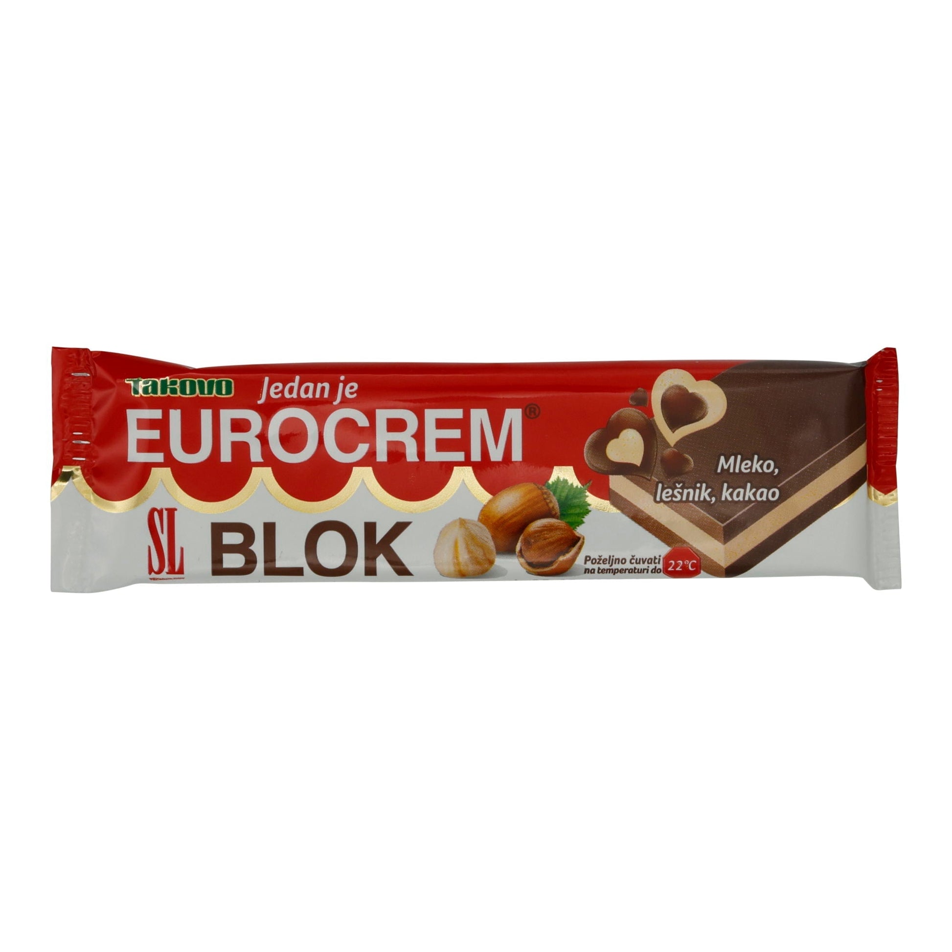 Riegel Eurocrem Blok | Süßigkeit | Haselnuss-Kakao | 40g TAKOVO
