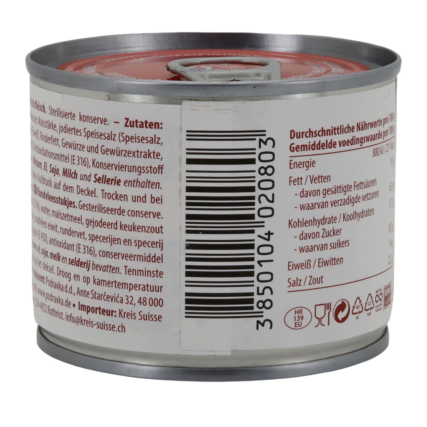 Viande de petit-déjeuner de bœuf Podravka | Viande | Viande de petit-déjeuner de bœuf fumée | 200 g