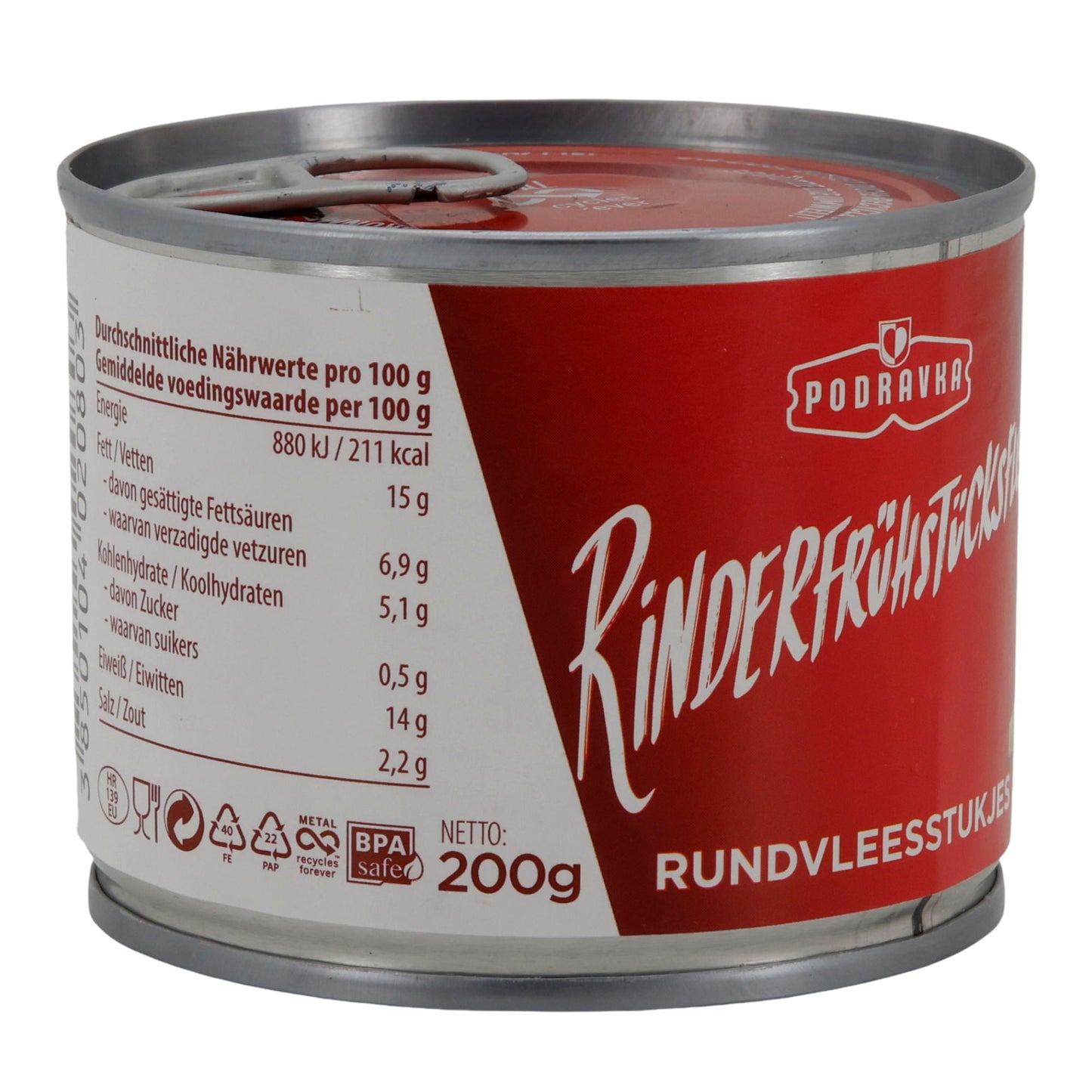 Viande de petit-déjeuner de bœuf Podravka | Viande | Viande de petit-déjeuner de bœuf fumée | 200 g