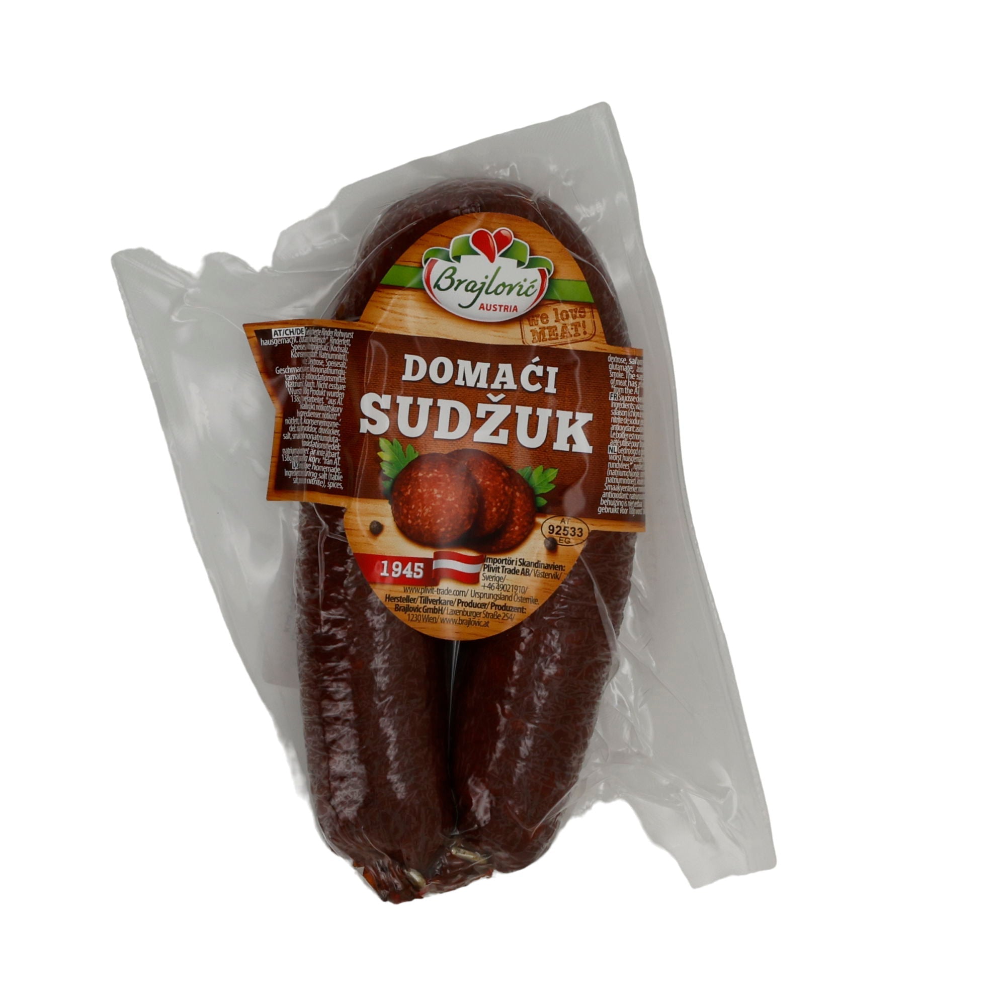 Rinderwurst Brajlović Domaći Sudžuk | Traditionell | Luftgetrocknet | 300 g BRAJLOVIC