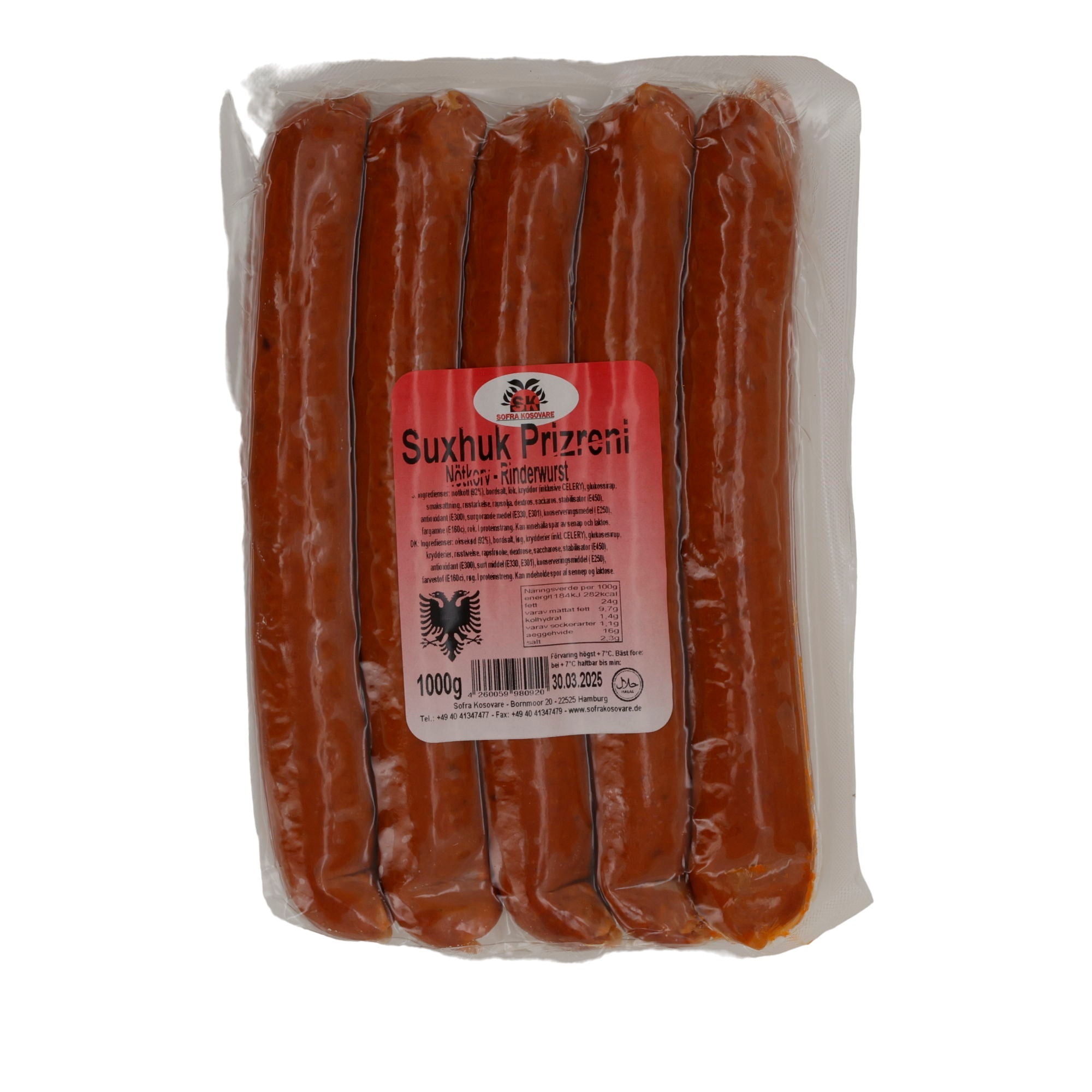Rinderwurst Suxhuk | Prizreni | Würzig, Balkan-Rezept | 1000 g SOFRA KOSOVARE