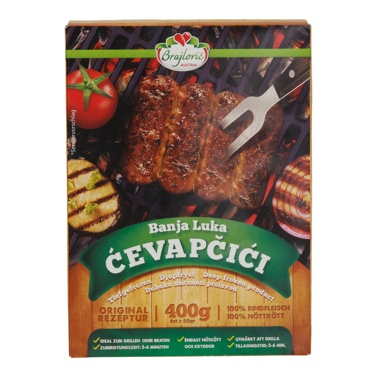 Rindfleischröllchen Brajlović | Banja Luka Ćevapčići | Halal, Originalrezeptur, tiefgefroren | 400 g BRAJLOVIC