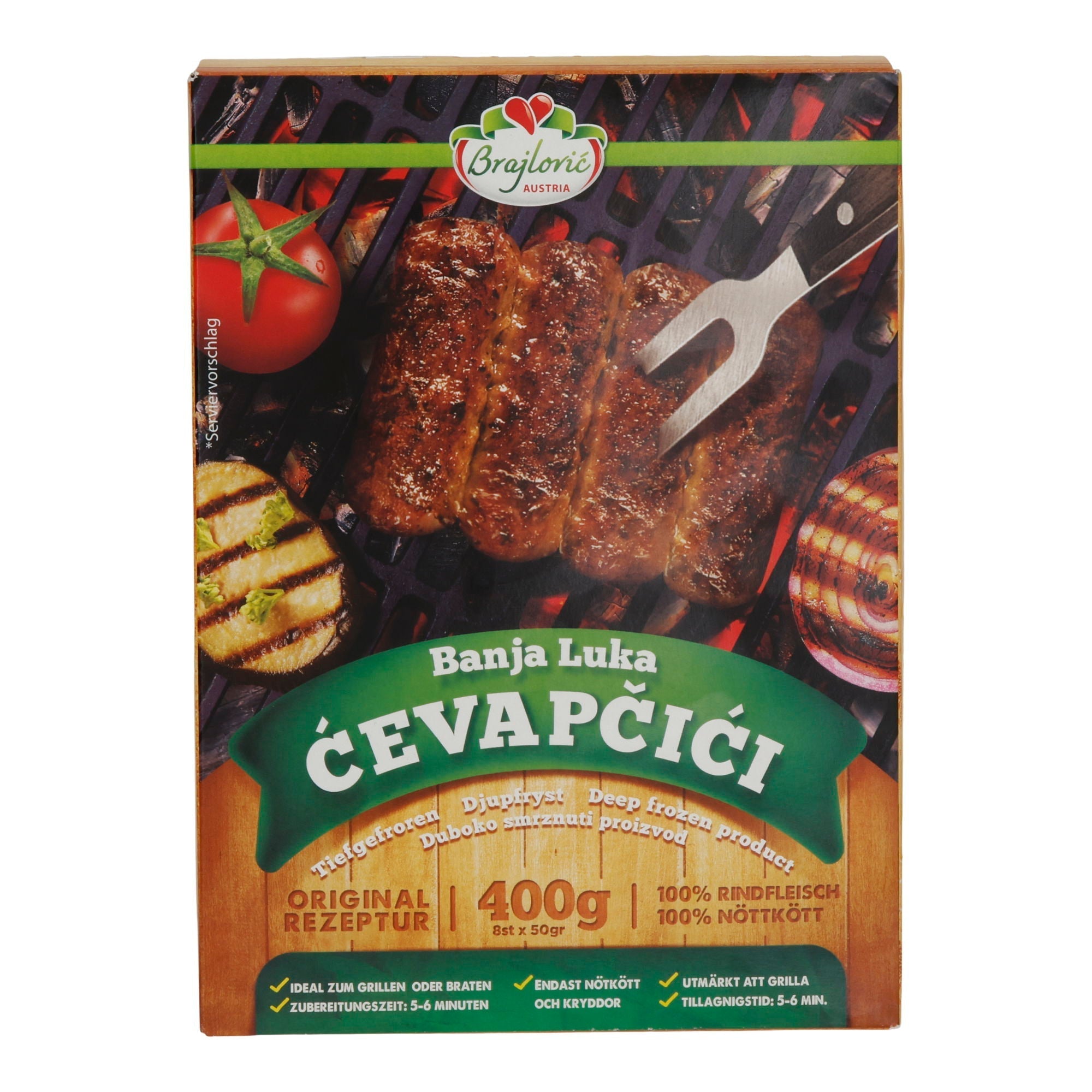 Rindfleischröllchen Brajlović | Banja Luka Ćevapčići | Halal, Originalrezeptur, tiefgefroren | 400 g BRAJLOVIC