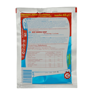 Runderbouillonssoep Podravka | Soep met noedels | Krachtig, hartig | 65 g
