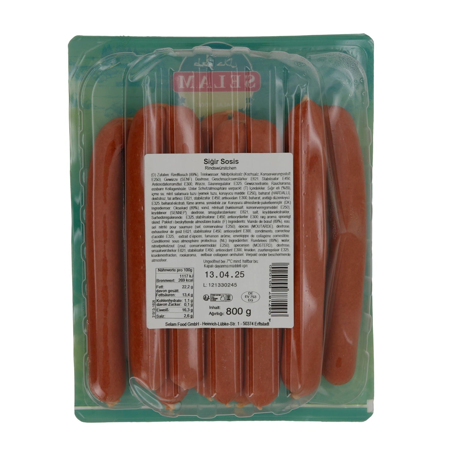 Rindswurst Selam | Premium Sosis | Halal, herzhaft | 800 g SELAM