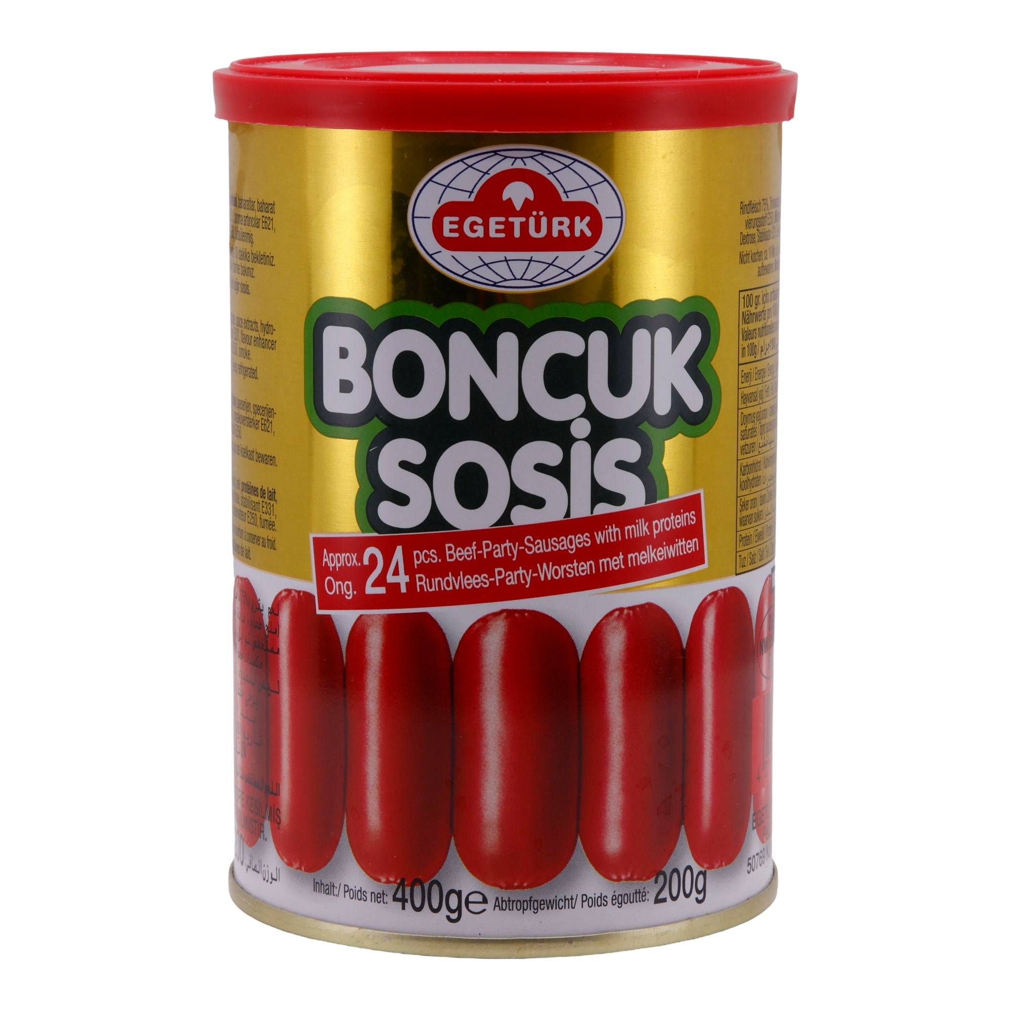 Rindswürstchen EGETÜRK | Boncuk Sosis | Ca. 24 Stück, Eigenhaut, mit Milcheiweiß | 400 g (Abtropfgewicht 200 g) - Taste Your World