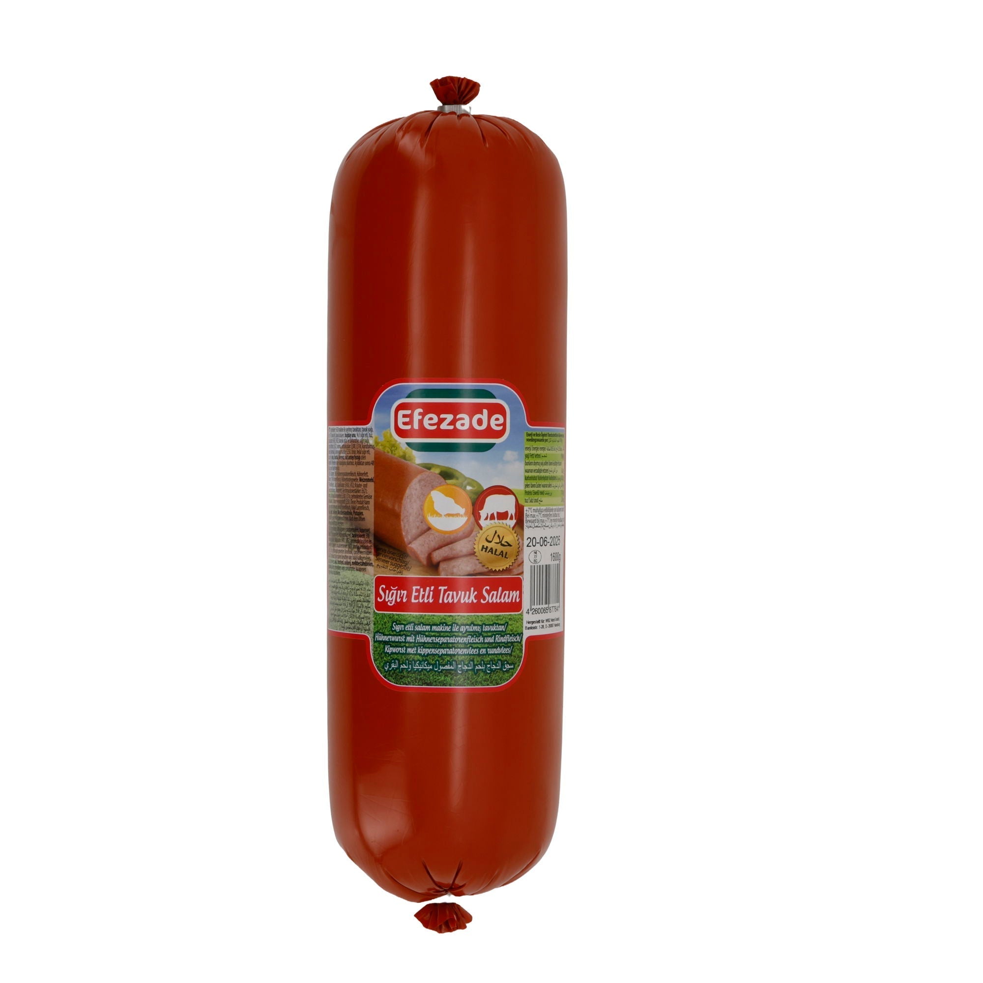 Salam Efezade Sığır Etli Tavuk Salam | Halal | Rind- und Hähnchensalami | 1600 g Rolle EFEZADE