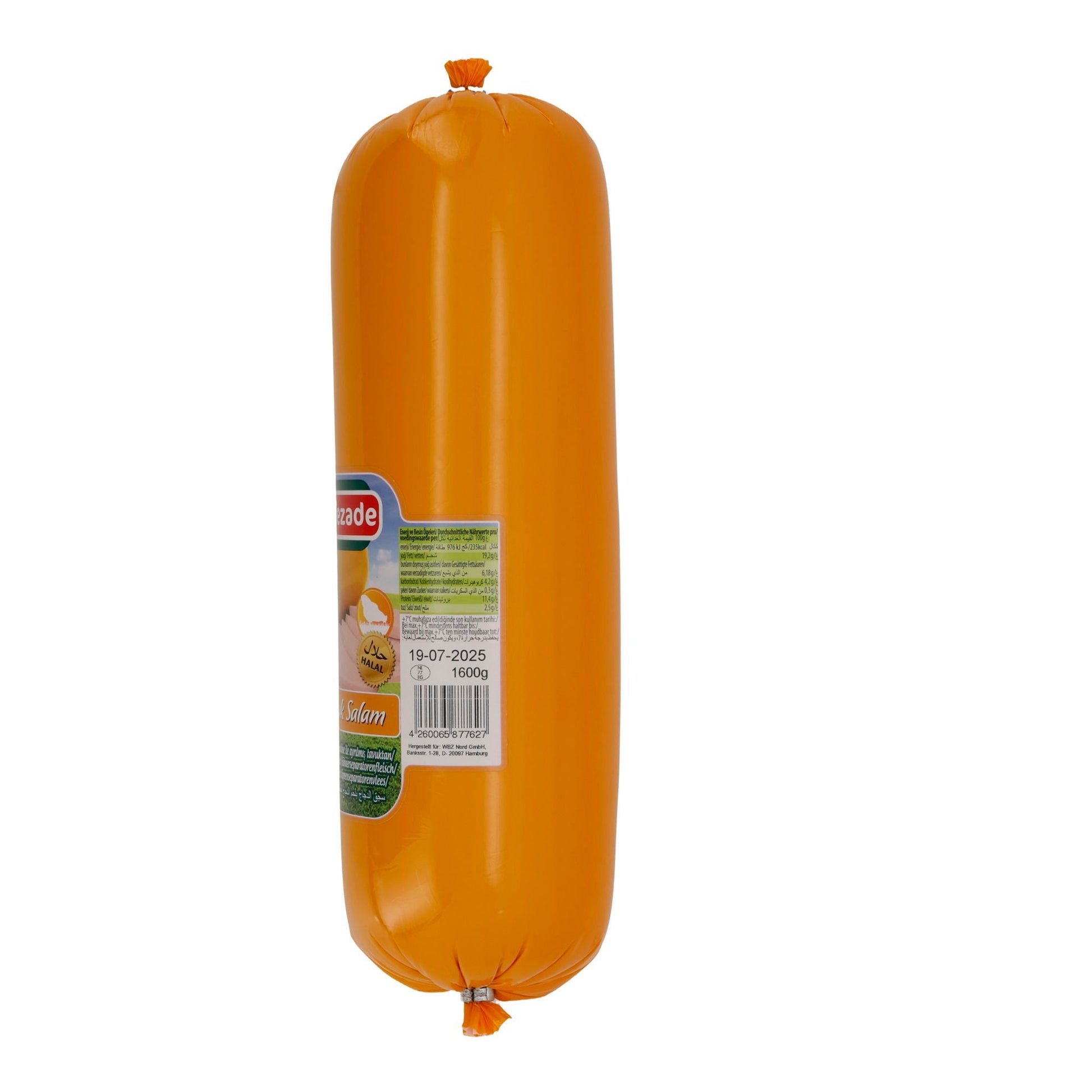 Salam Efezade Tavuk Salam | Halal | Hähnchensalami mild gewürzt | 1600 g Rolle EFEZADE