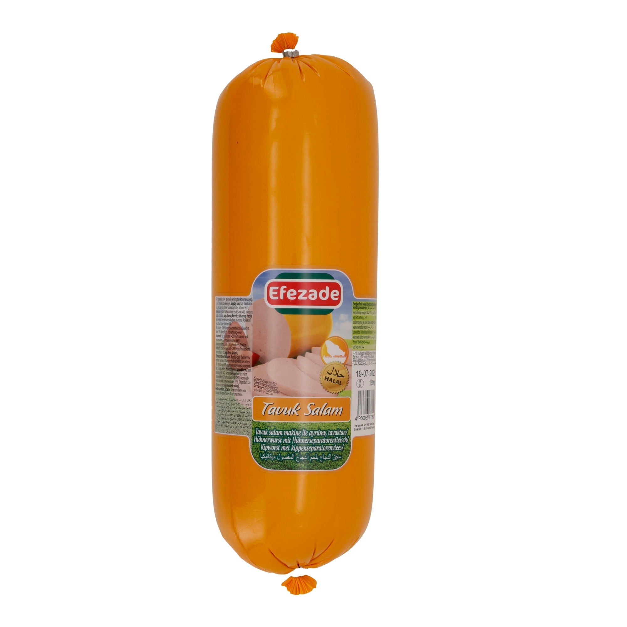 Salam Efezade Tavuk Salam | Halal | Hähnchensalami mild gewürzt | 1600 g Rolle EFEZADE