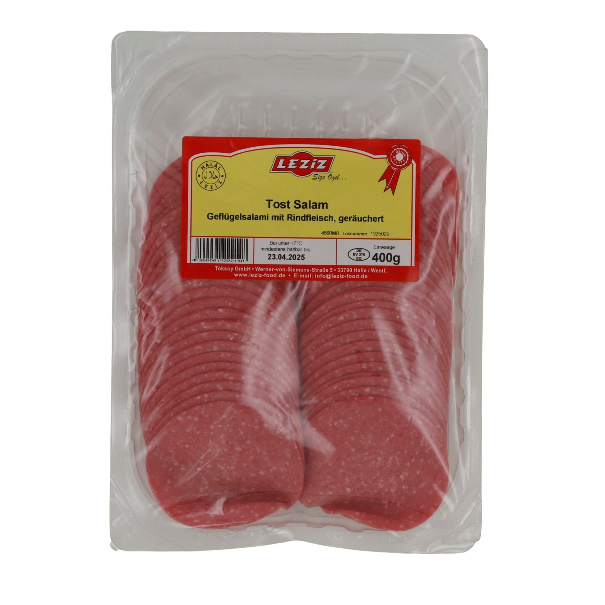 Salam Leziz Tost Salam | Geräucherte Geflügelsalami | Mit Rindfleisch | 400 g LEZIZ