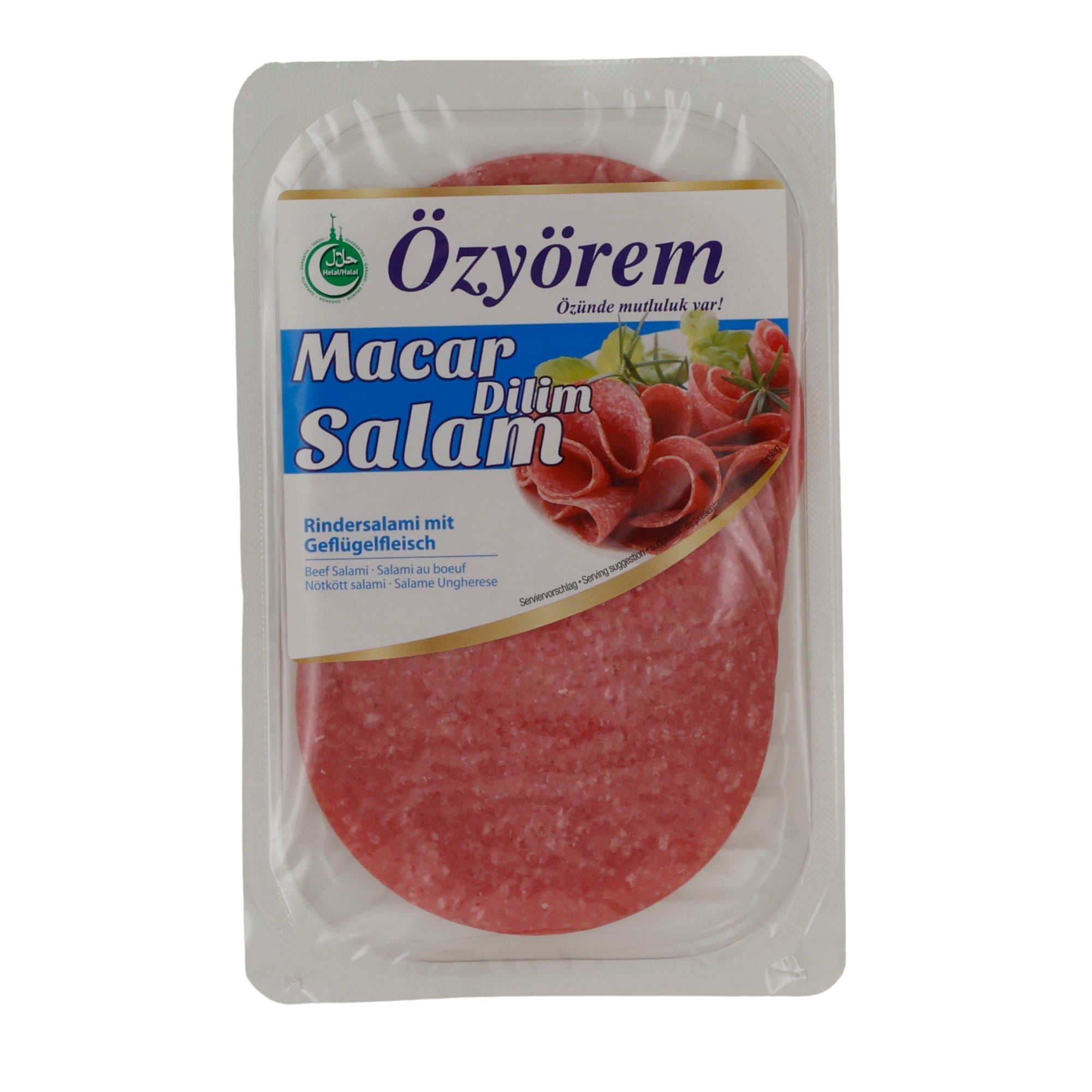 Salami Özyörem Macar Dilim Salami | Geräucherte Rindersalami | Mit Geflügelfleisch | 80 g OZYOEREM