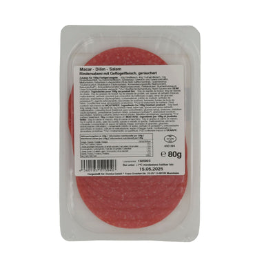 Salami Özyörem Macar Dilim Salami | Geräucherte Rindersalami | Mit Geflügelfleisch | 80 g OZYOEREM