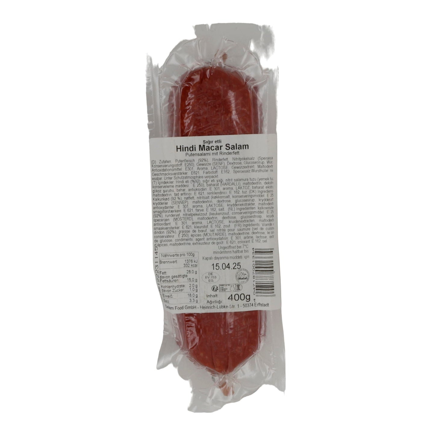 Salami Selam | Hindi Macar Salam | Halal, Rind & Pute, würzig | 400 g SELAM