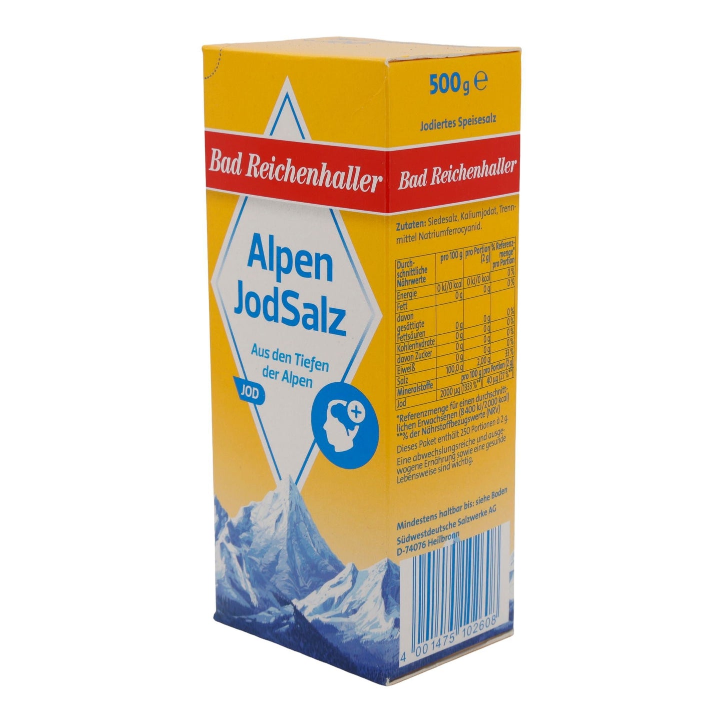 Salz Bad Reichenhaller Alpen JodSalz | jodiertes Speisesalz | aus den Alpen | 500 g - Taste Your World