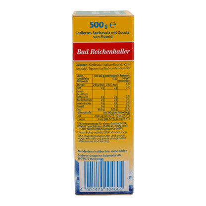 Salz Bad Reichenhaller | AlpenJodSalz + Fluorid | Mit Jod und Fluorid | 500g - Taste Your World