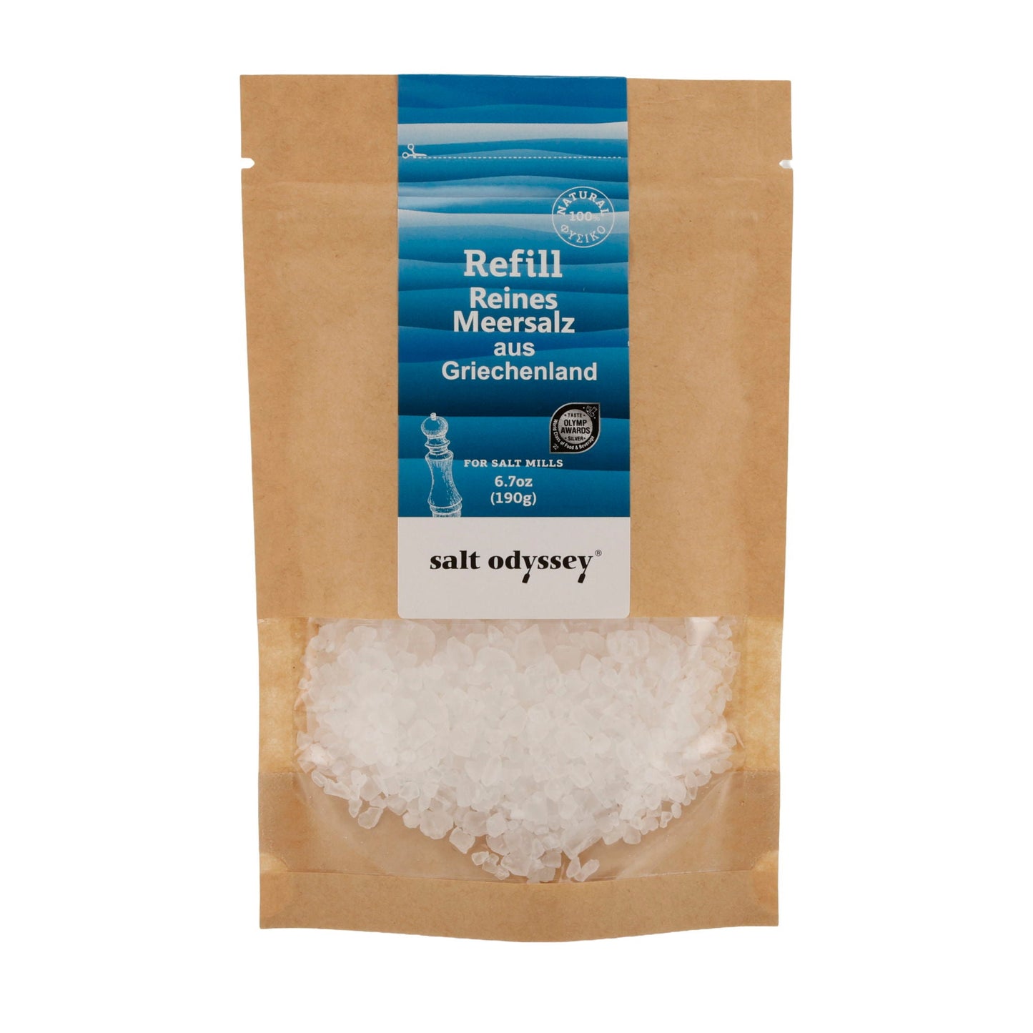 Salz Salt Odyssey | Reines grobes Meersalz Nachfüllpackung | 100 % Natur | 190 g