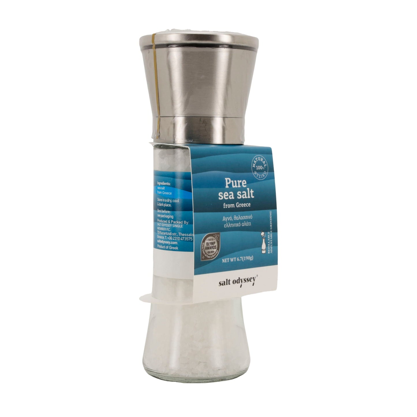 Salzmühle Salt Odyssey | Reines Meersalz grob | 100 % Natur | 190 g Mühle