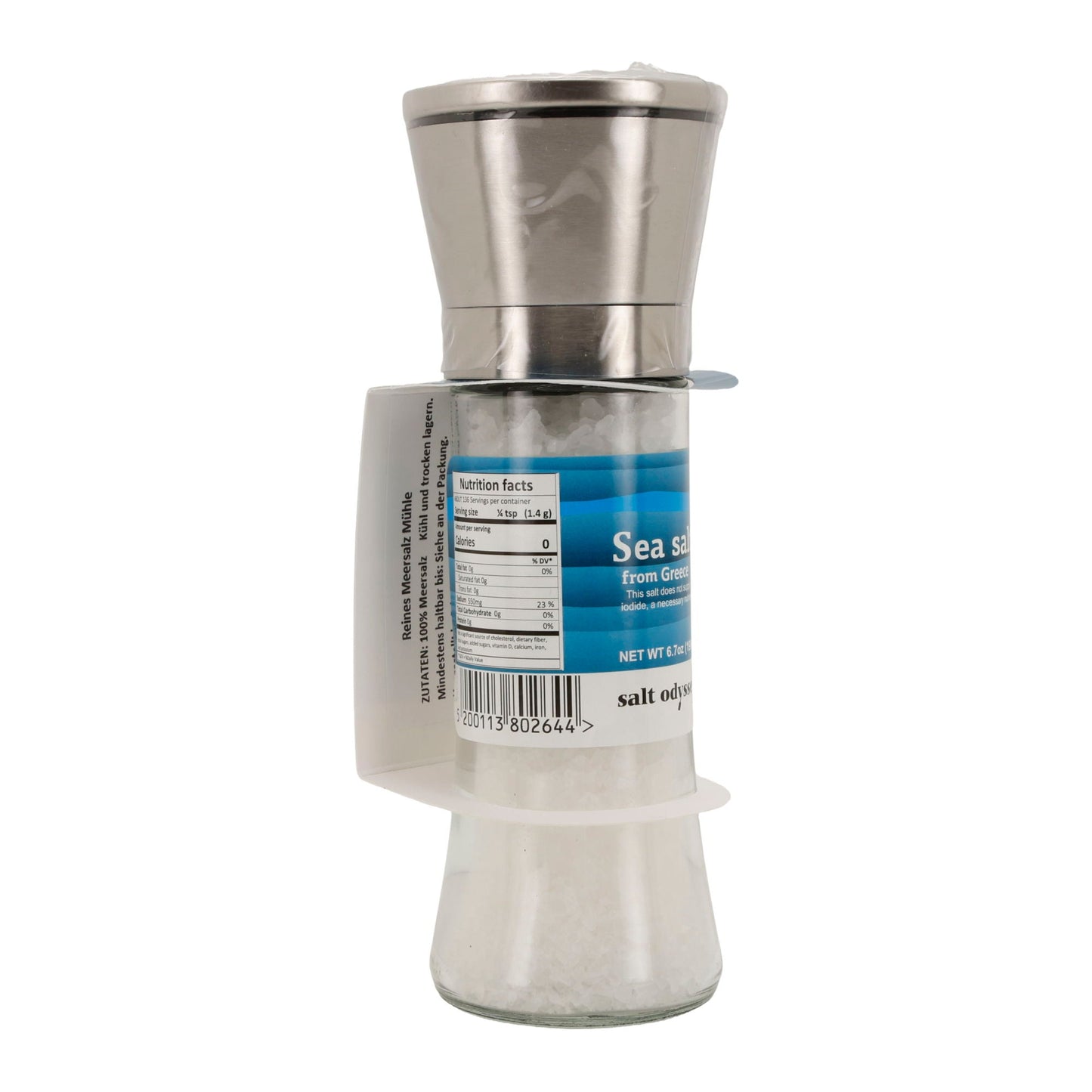 Salzmühle Salt Odyssey | Reines Meersalz grob | 100 % Natur | 190 g Mühle