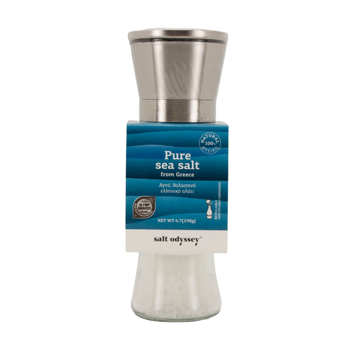 Salzmühle Salt Odyssey | Reines Meersalz grob | 100 % Natur | 190 g Mühle