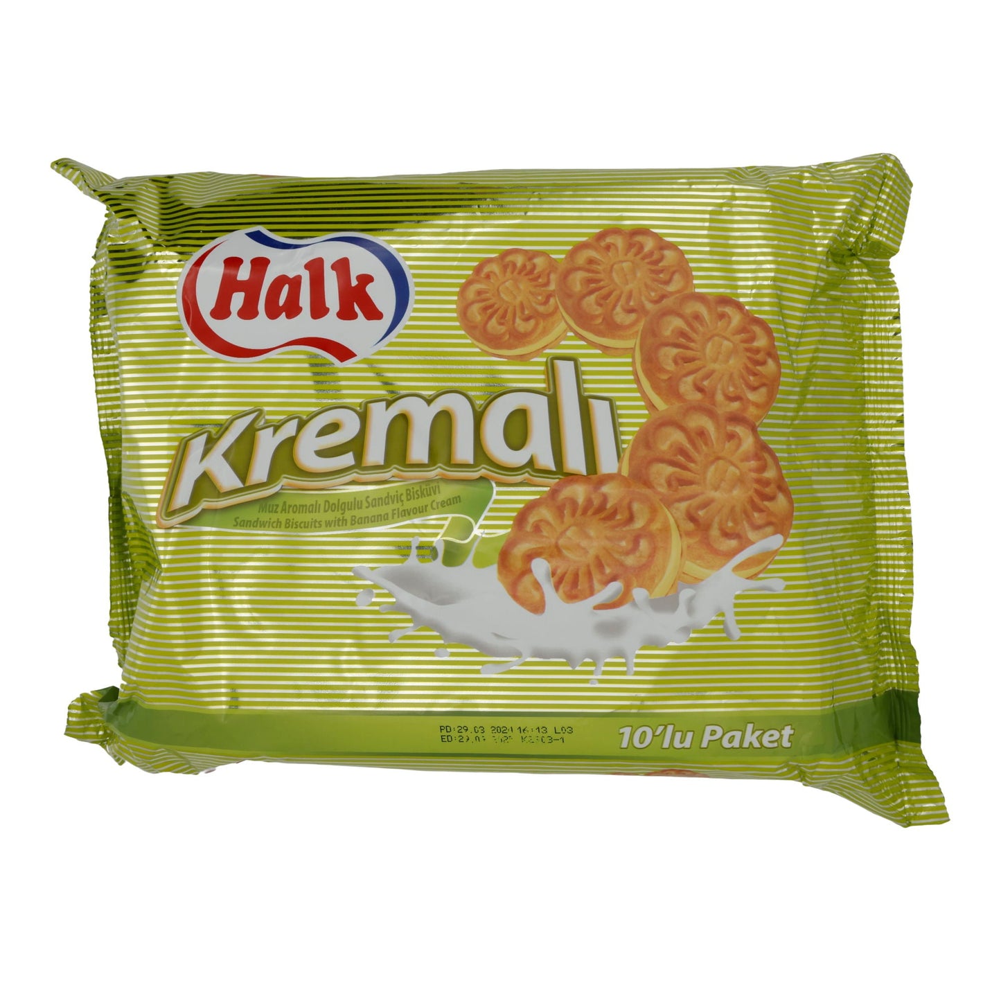 Biscotti sandwich Halk | Biscotti sandwich con crema | Con ripieno di crema alla banana, confezione da 10 | 500 g