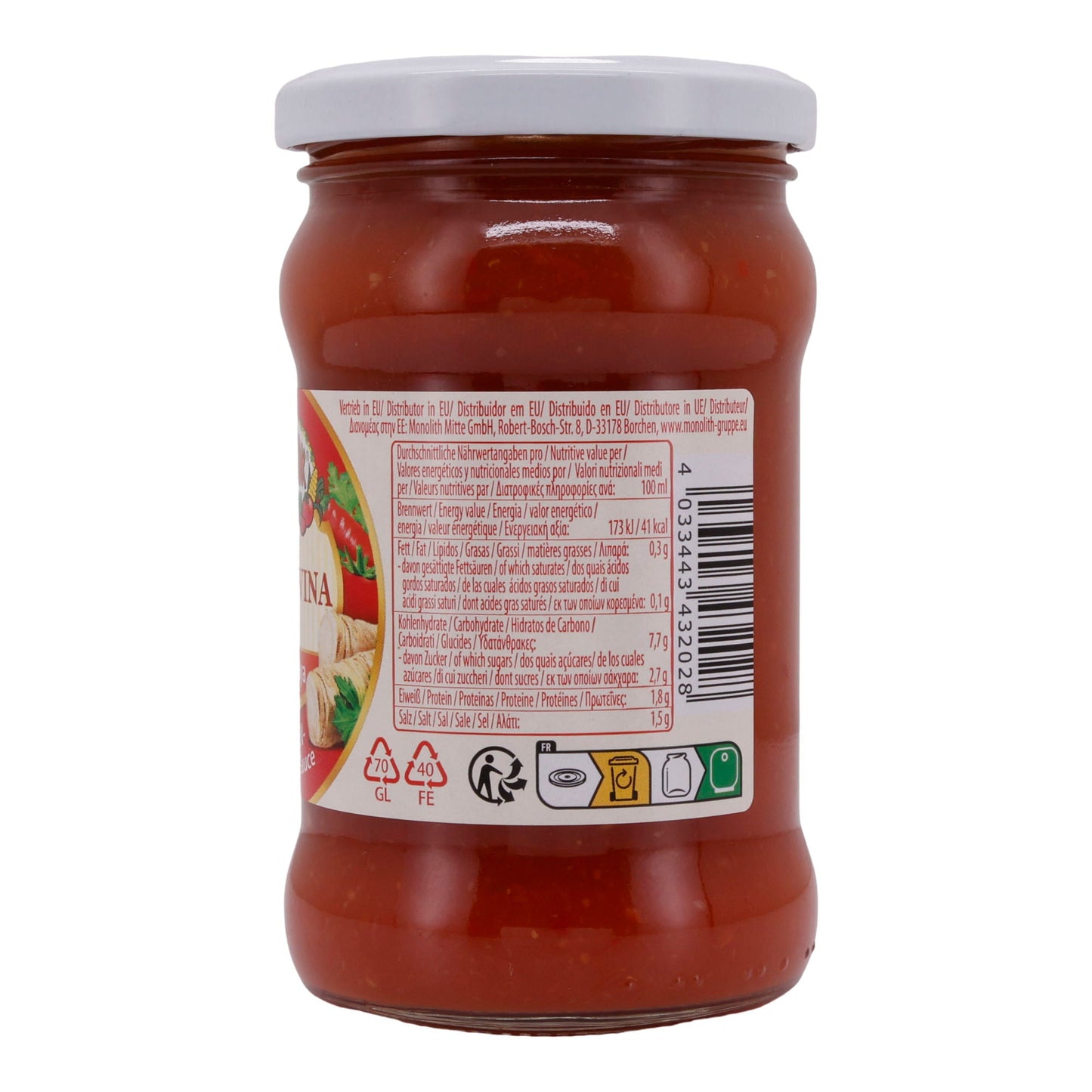 Salsa Pogrebok | Chrenovina | Salsa piccante di rafano e pomodoro | Barattolo da 295 ml