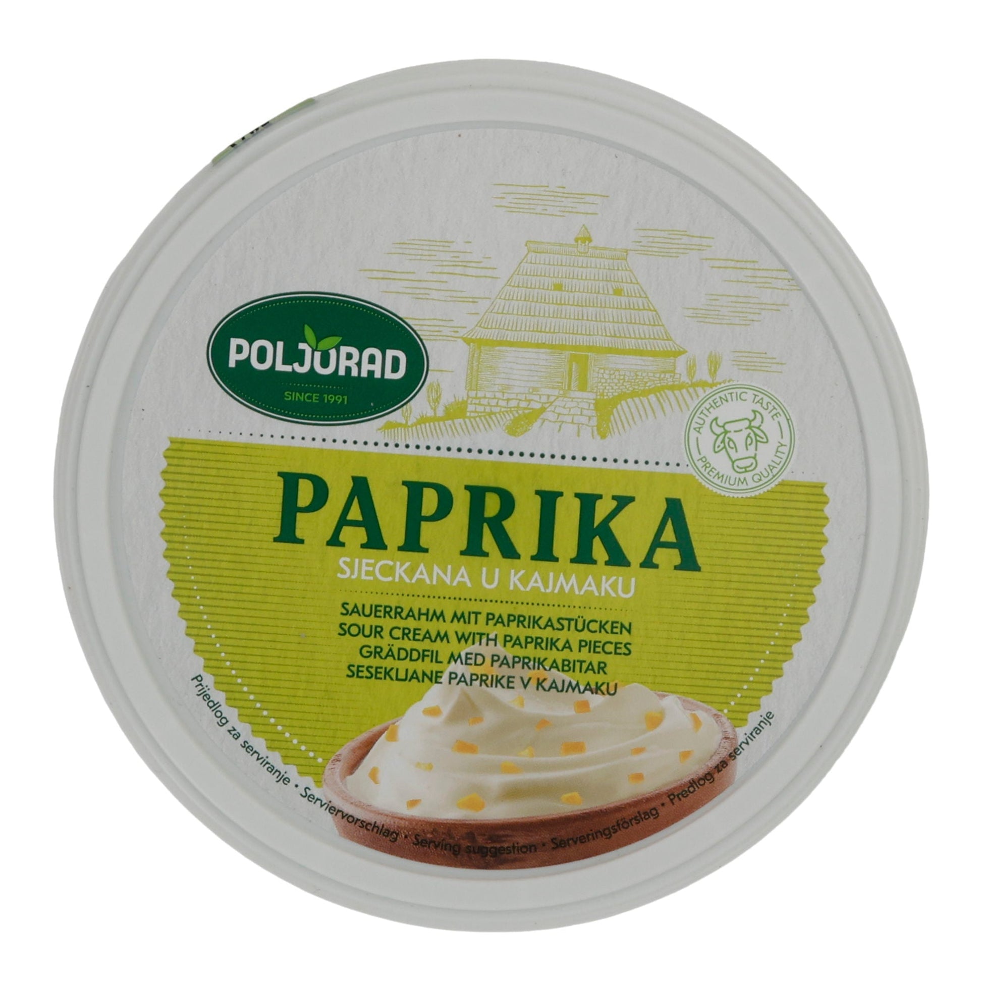 Sauerrahm Poljorad Paprika Sjeckana u Kajmaku | Sauerrahm | Mit frischen Paprikastücken | 280 g POLJORAD