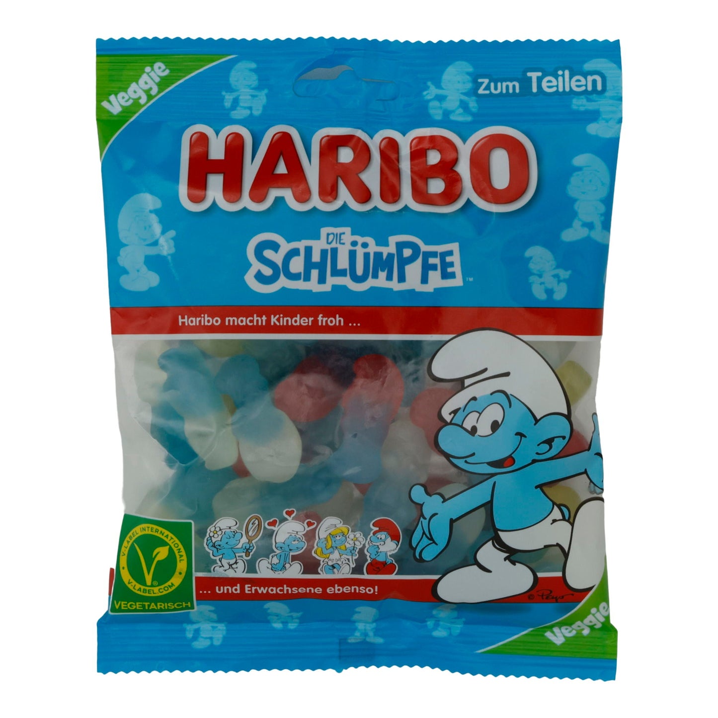 Schlümpfe Haribo | Oursons gélifiés veggie | En forme de Schlümpfe | 175 g