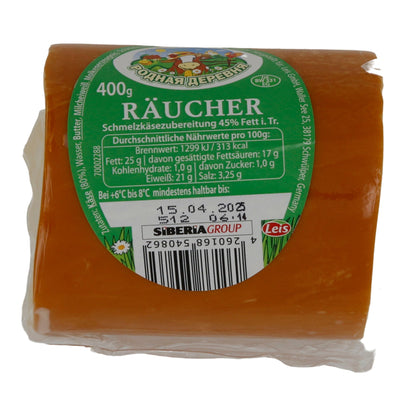 Schmelzkäse Rodnaya Derevnya Räucher Schmelzkäse | Schmelzkäse | Intensiv geräucherter Käse | 400 g