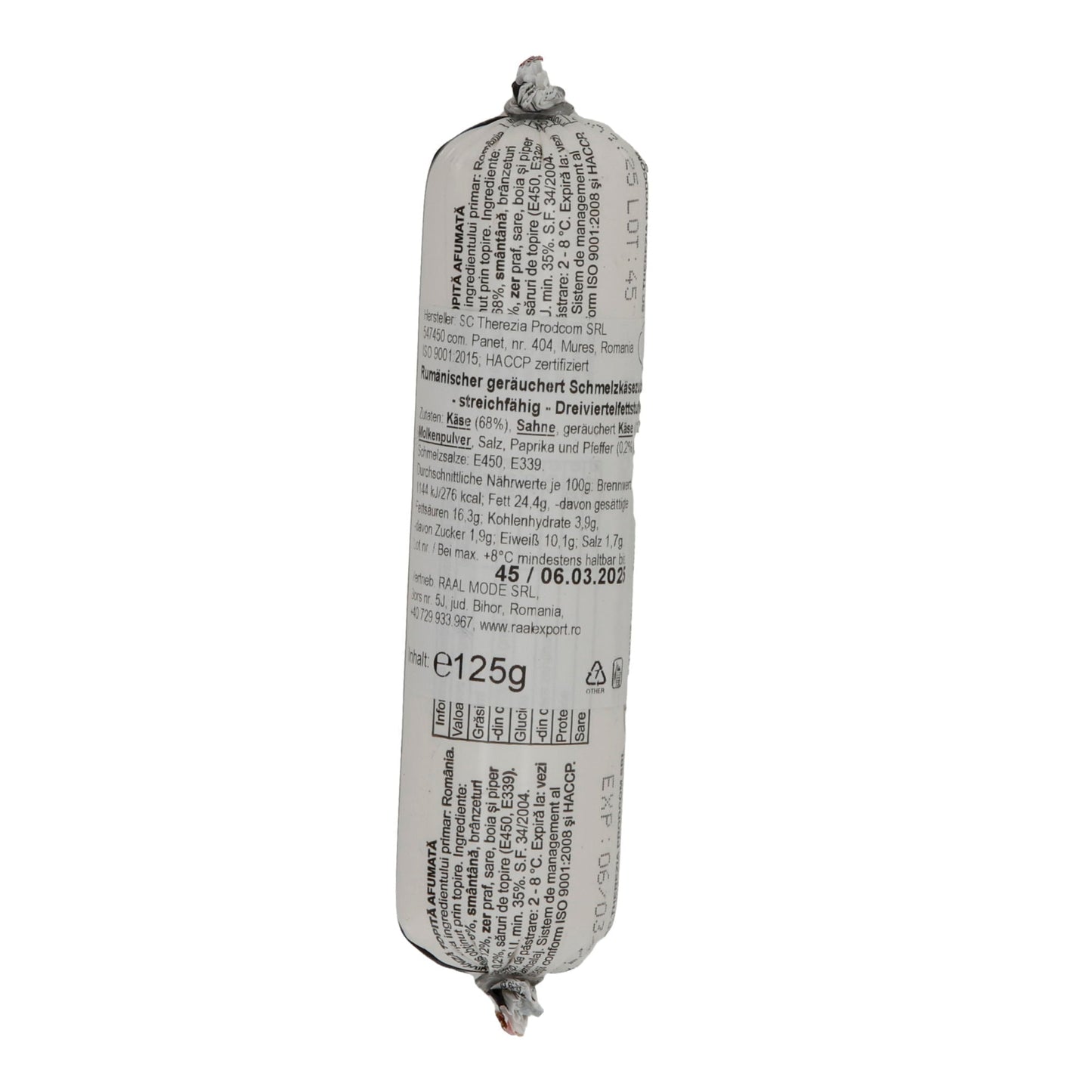 Schmelzkäse Therezia Brânză Topită Afumată | Schmelzkäse | Geräuchert, aus Rumänien | 125 g THEREZIA
