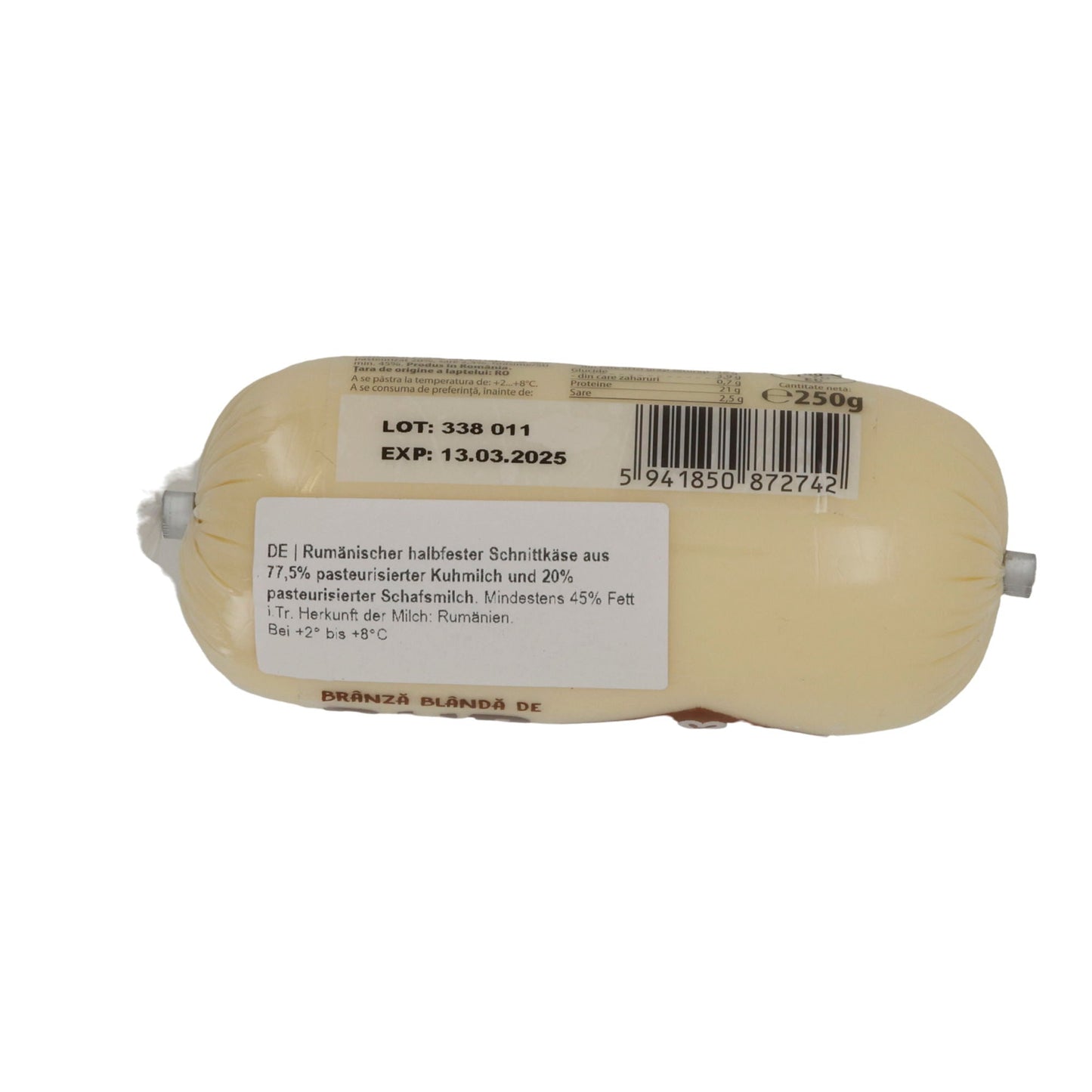 Schnittkäse De La Ferma Brânză de Burduf | Schnittkäse | Rumänischer Kuh- und Schafmilchkäse | 250 g De la Ferma