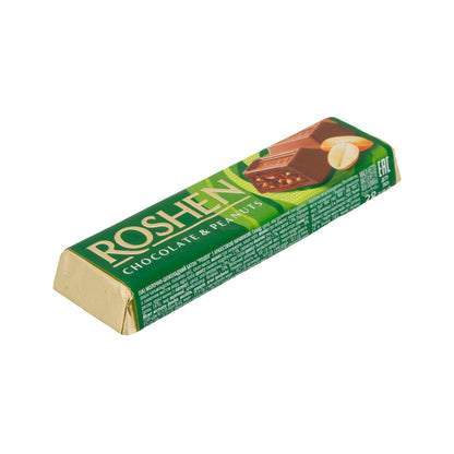 Barretta di cioccolato Roshen | Con arachidi | Cioccolato al latte cremoso con ripieno croccante | Barretta da 38 g