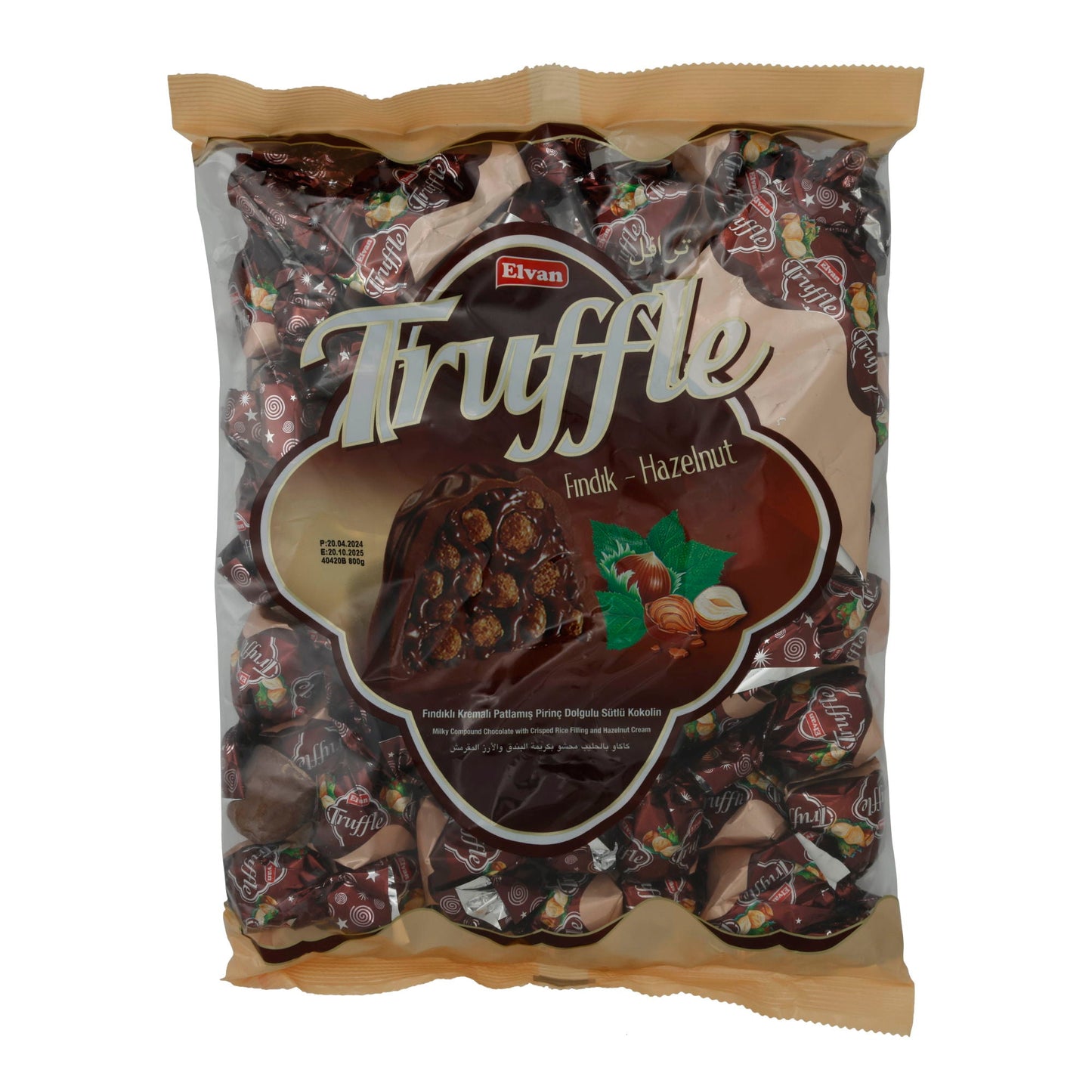 Tartufi al cioccolato Elvan | Tartufo Nocciola | con riso soffiato | 800 g