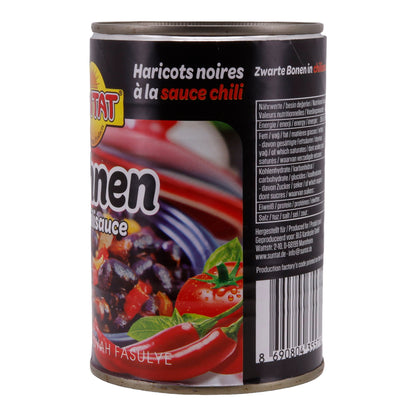 Fagioli neri in salsa di chili SUNTAT | Fagioli | Esperienza di gusto piccante dalla Turchia | 400 g