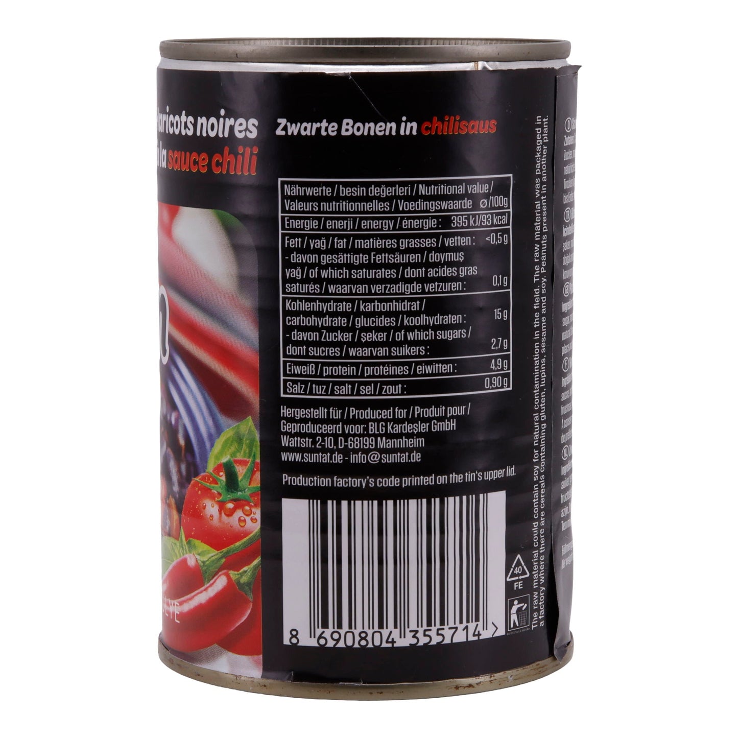 Fagioli neri in salsa di chili SUNTAT | Fagioli | Esperienza di gusto piccante dalla Turchia | 400 g